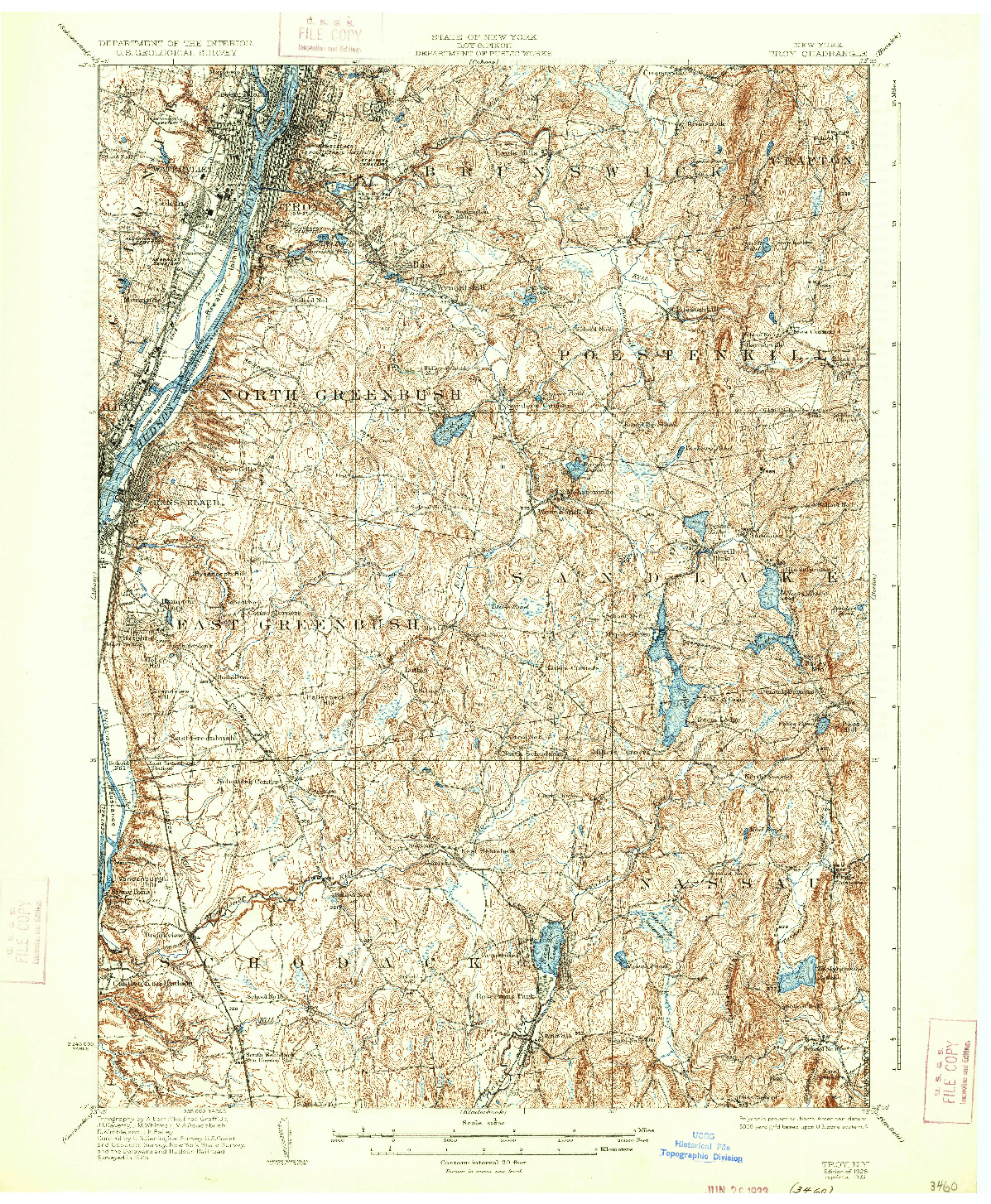 USGS 1:62500-SCALE QUADRANGLE FOR TROY, NY 1928