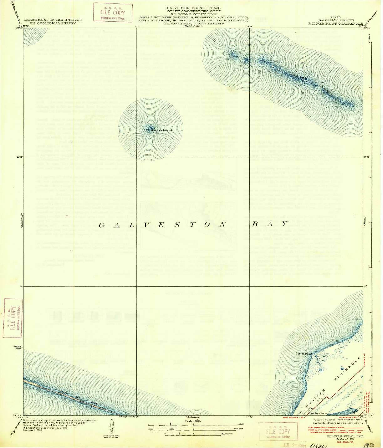 USGS 1:31680-SCALE QUADRANGLE FOR BOLIVAR POINT, TX 1933