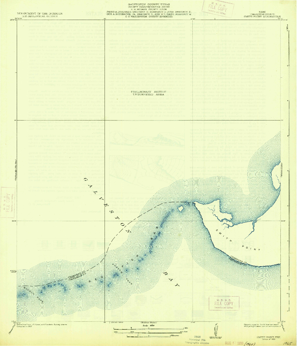 USGS 1:31680-SCALE QUADRANGLE FOR SMITH POINT, TX 1933