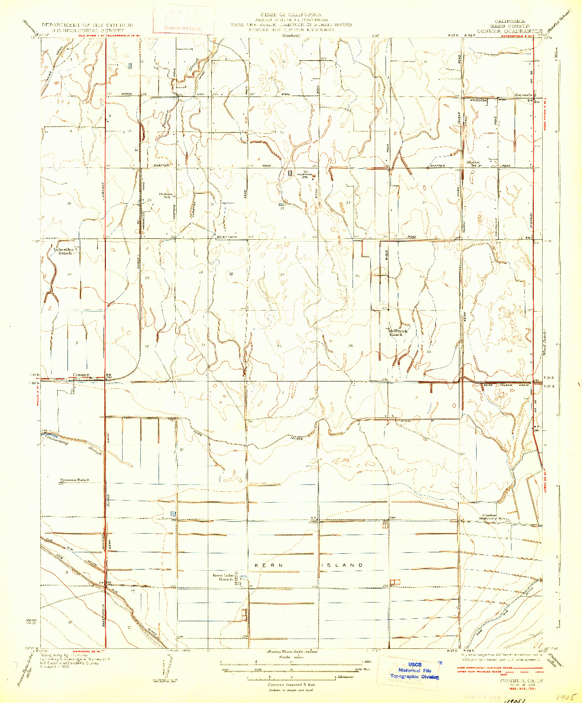 USGS 1:31680-SCALE QUADRANGLE FOR CONNER, CA 1933