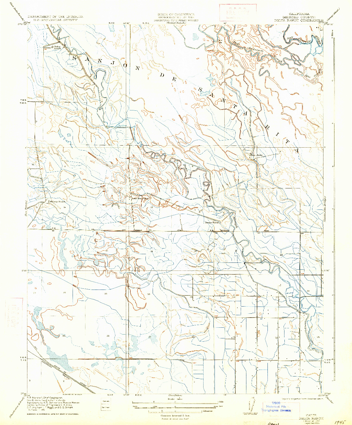 USGS 1:31680-SCALE QUADRANGLE FOR DELTA RANCH, CA 1922