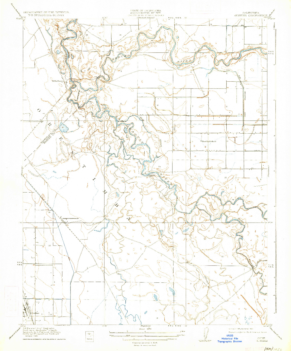 USGS 1:31680-SCALE QUADRANGLE FOR GUSTINE, CA 1918
