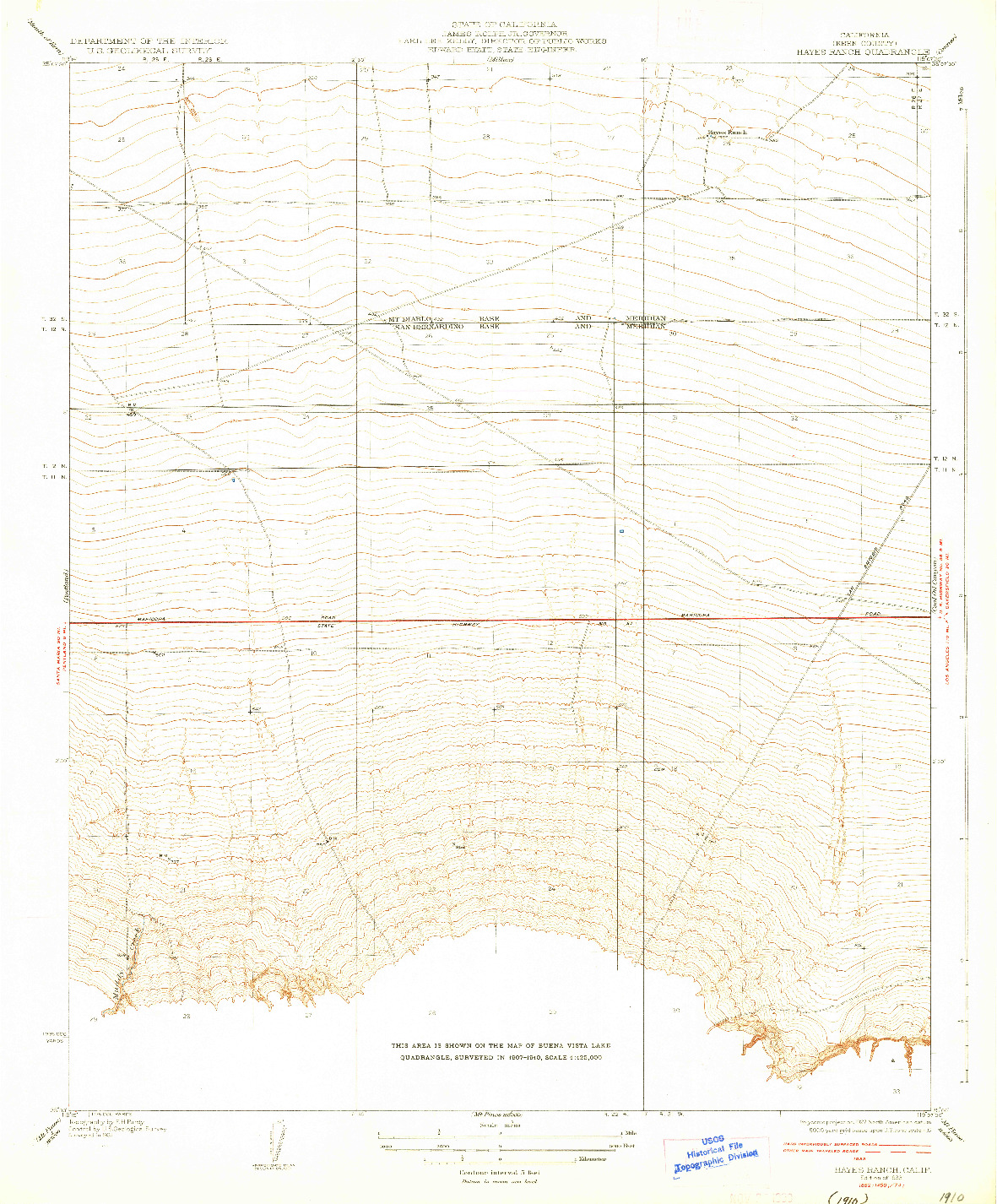 USGS 1:31680-SCALE QUADRANGLE FOR HAYES RANCH, CA 1933