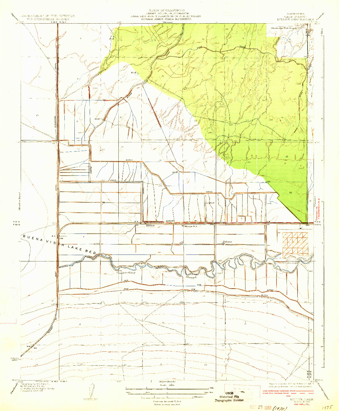 USGS 1:31680-SCALE QUADRANGLE FOR MILLUX, CA 1933