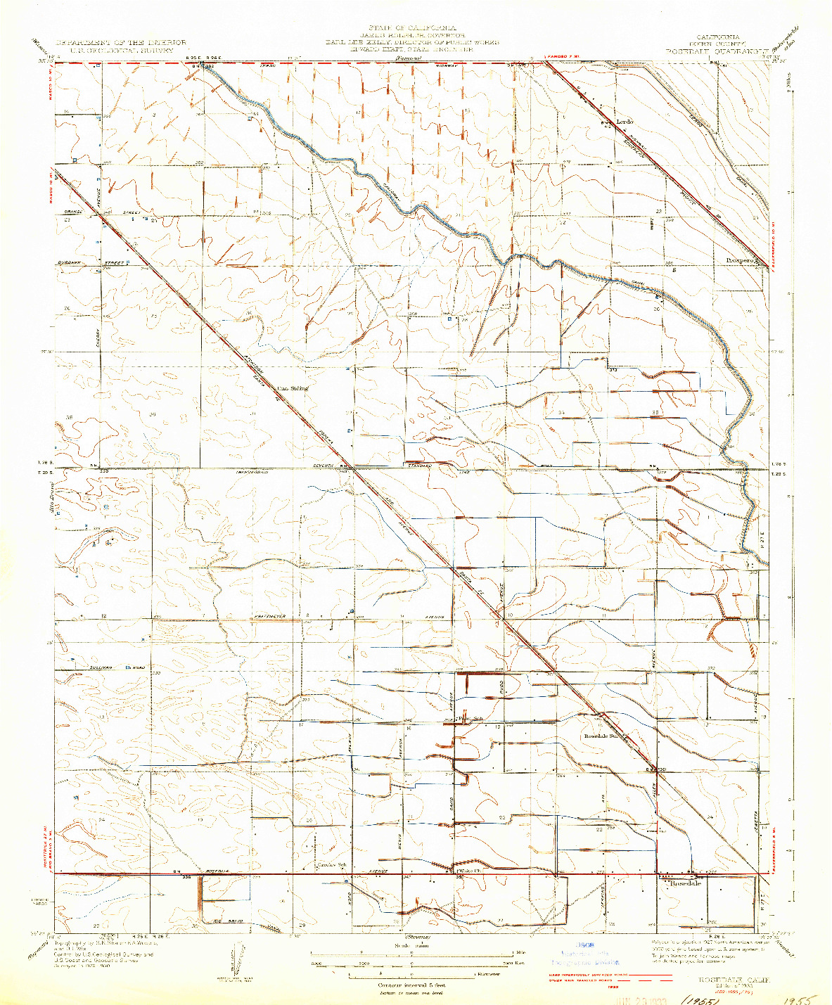 USGS 1:31680-SCALE QUADRANGLE FOR ROSEDALE, CA 1933