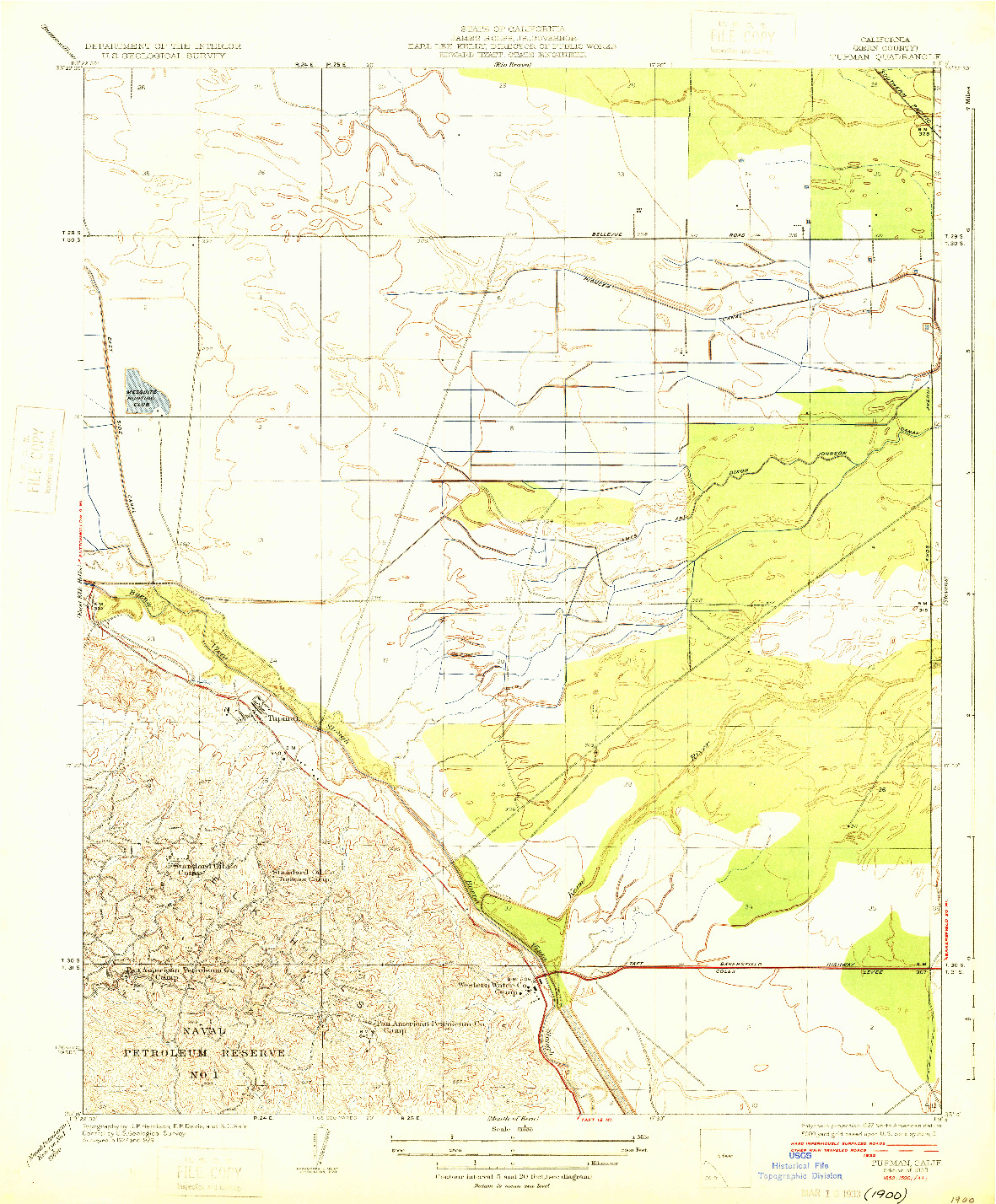 USGS 1:31680-SCALE QUADRANGLE FOR TUPMAN, CA 1933