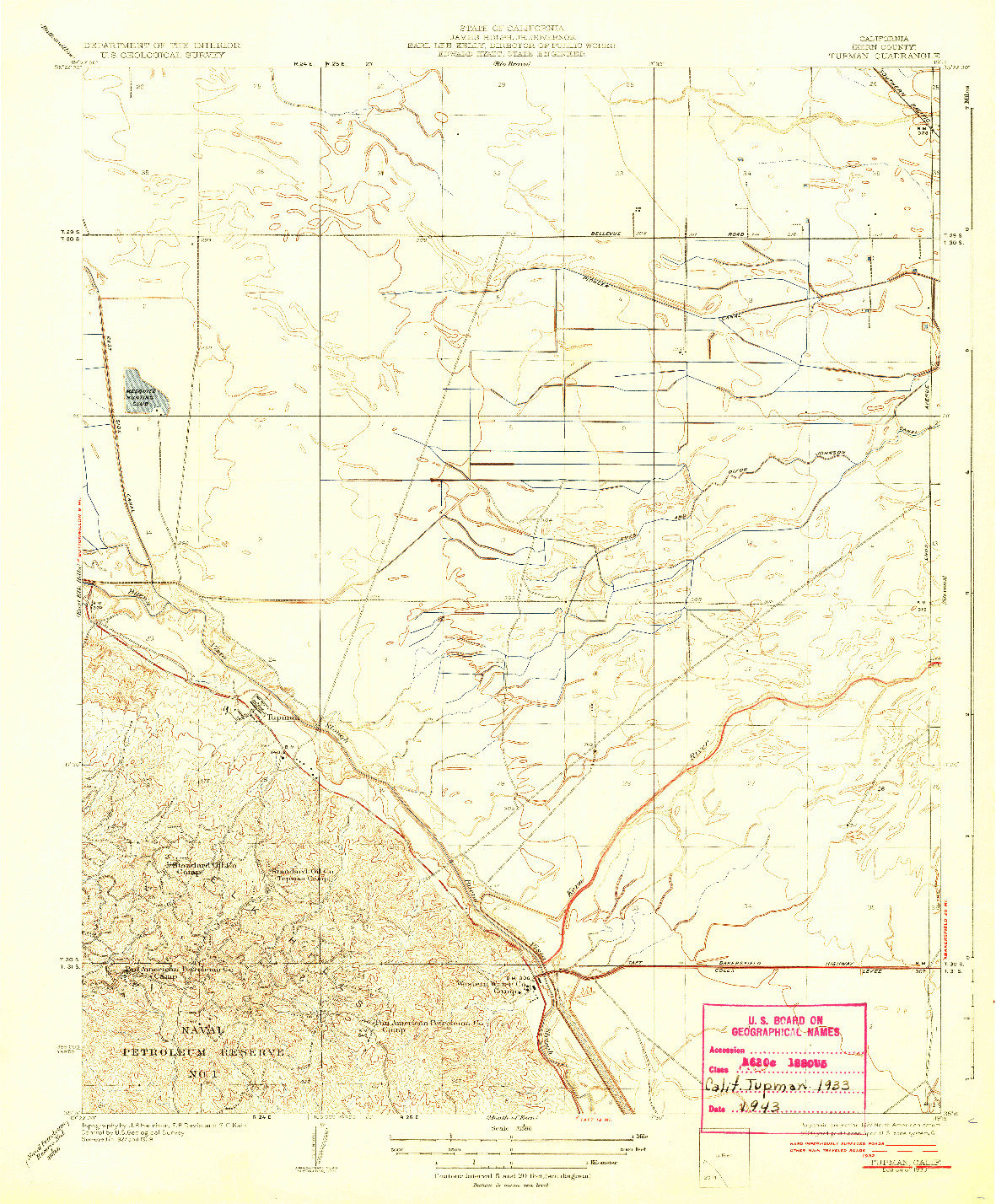 USGS 1:31680-SCALE QUADRANGLE FOR TUPMAN, CA 1933