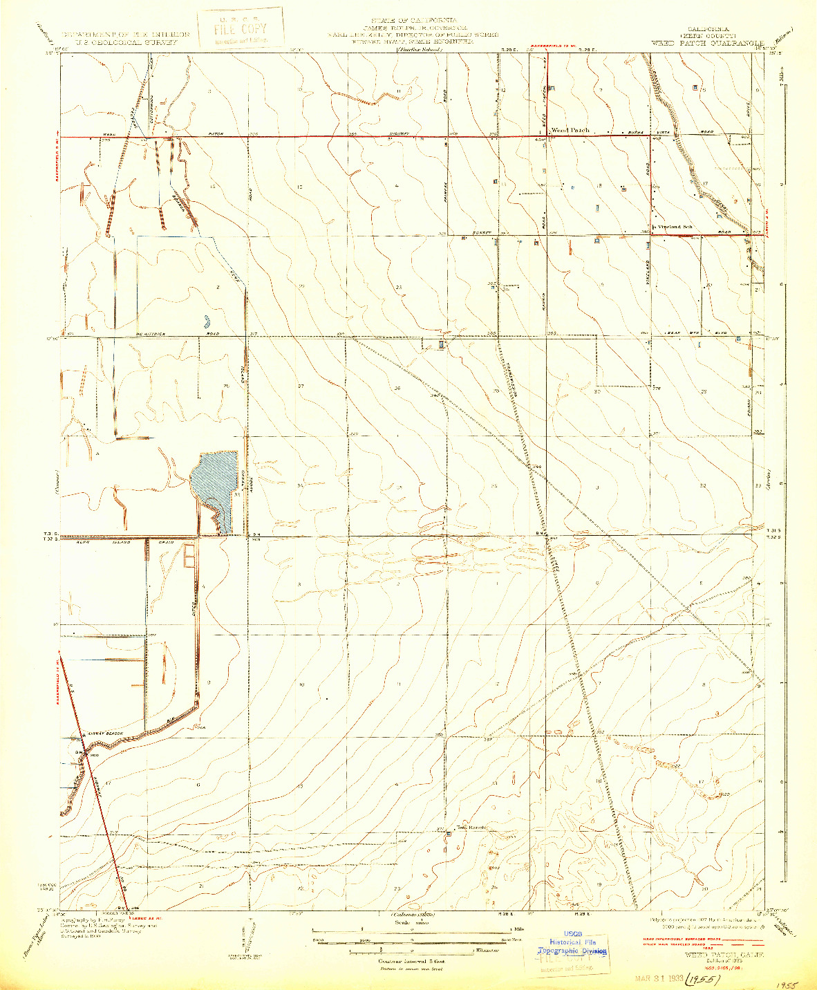 USGS 1:31680-SCALE QUADRANGLE FOR WEED PATCH, CA 1933