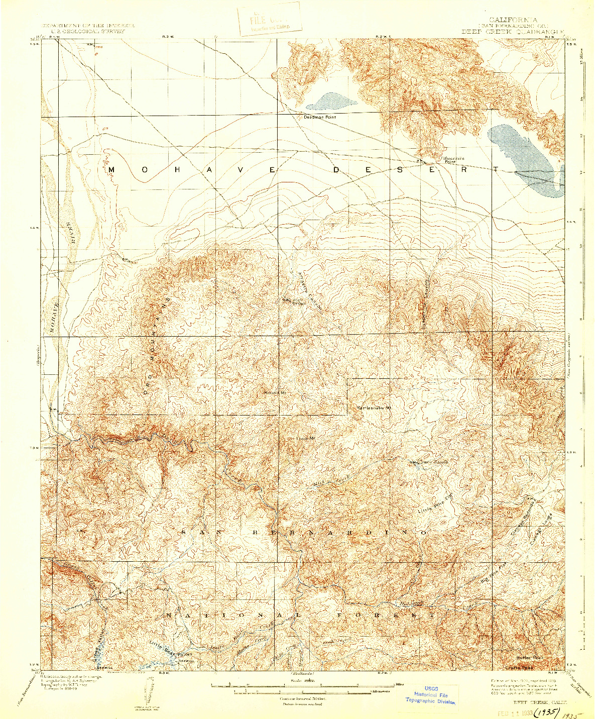 USGS 1:62500-SCALE QUADRANGLE FOR DEEP CREEK, CA 1902