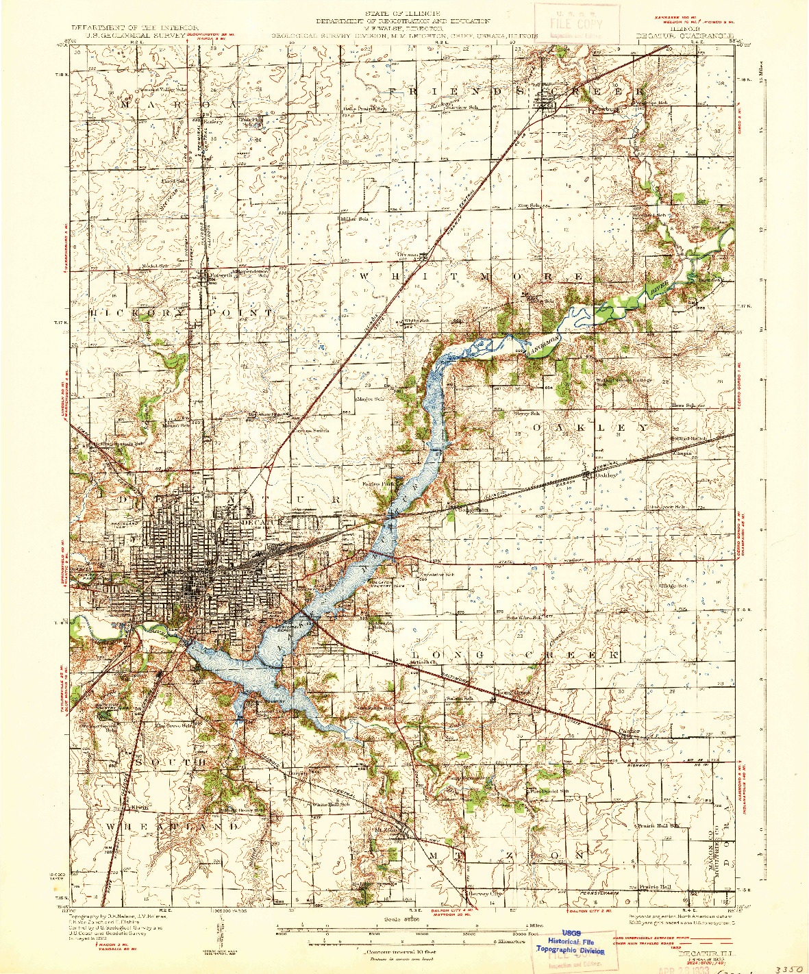 USGS 1:62500-SCALE QUADRANGLE FOR DECATUR, IL 1933