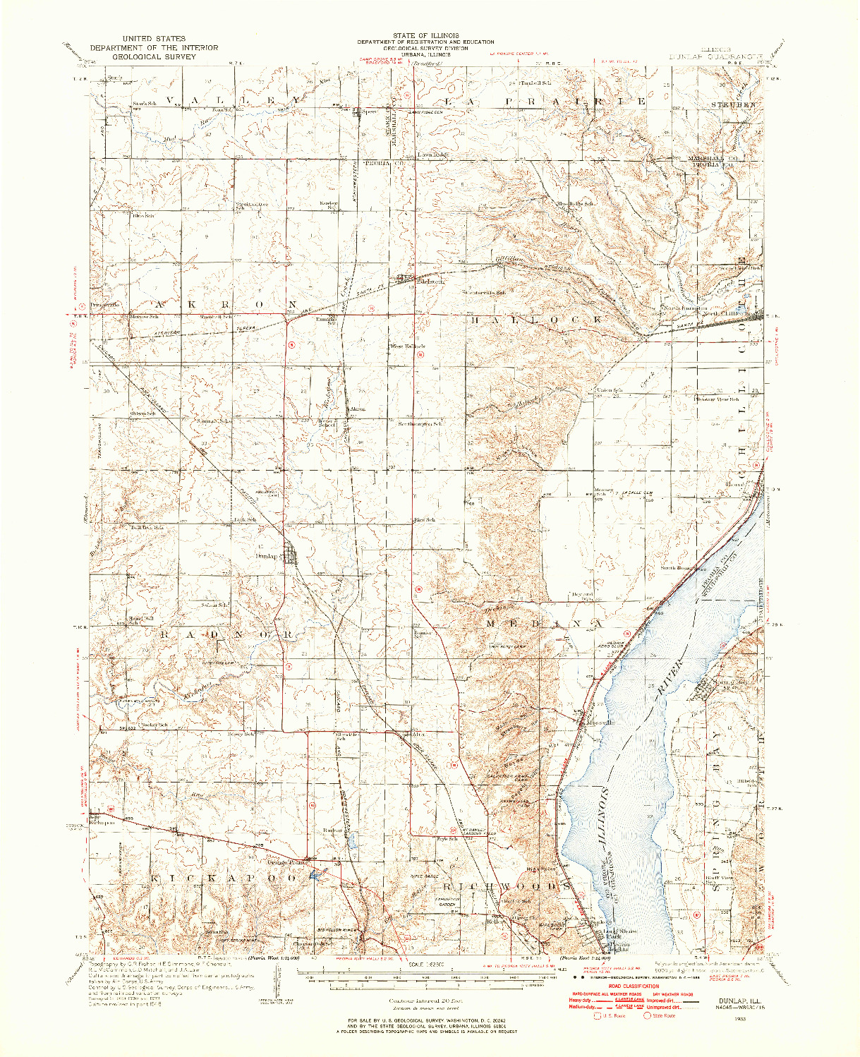 USGS 1:62500-SCALE QUADRANGLE FOR DUNLAP, IL 1933
