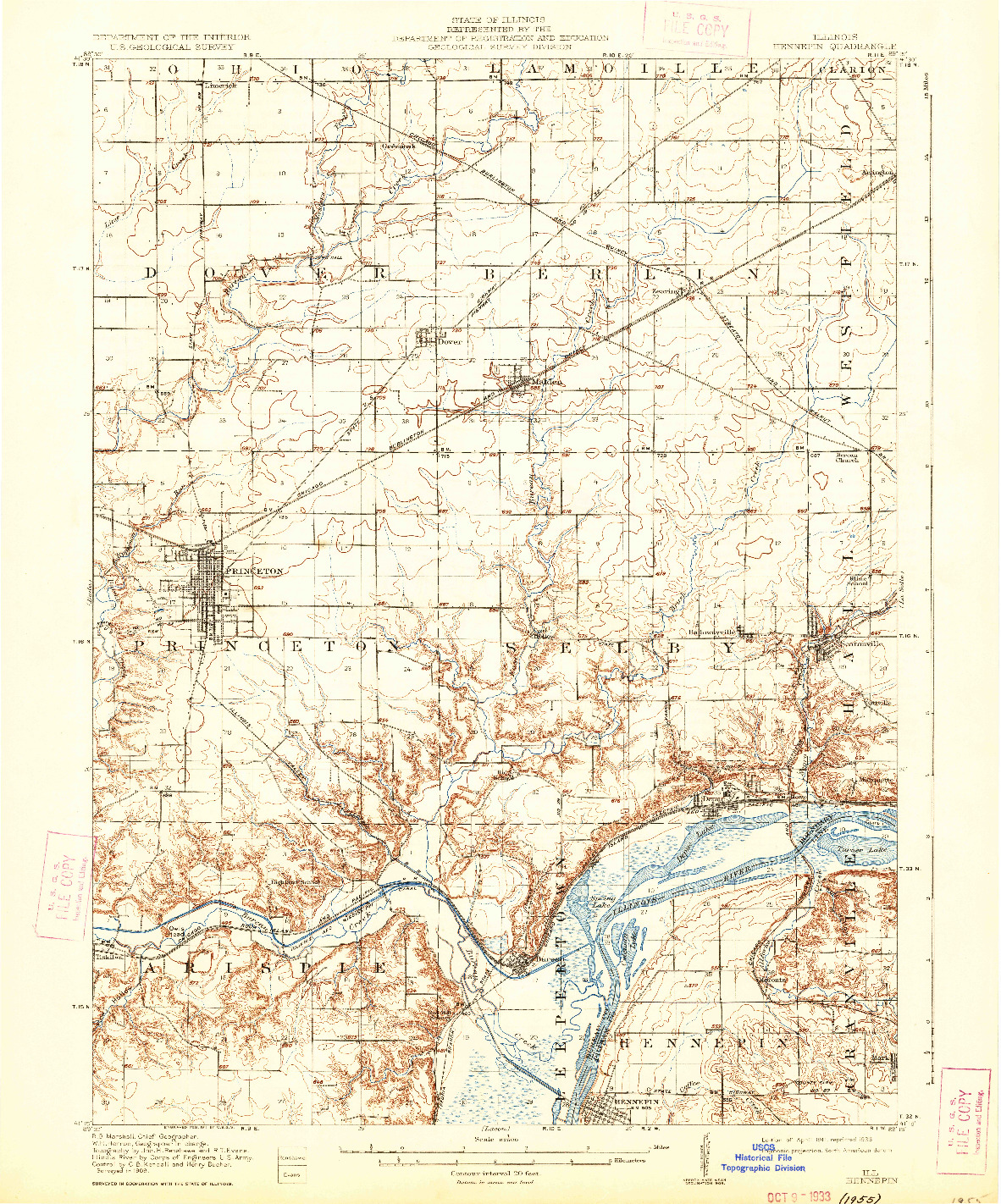 USGS 1:62500-SCALE QUADRANGLE FOR HENNEPIN, IL 1911