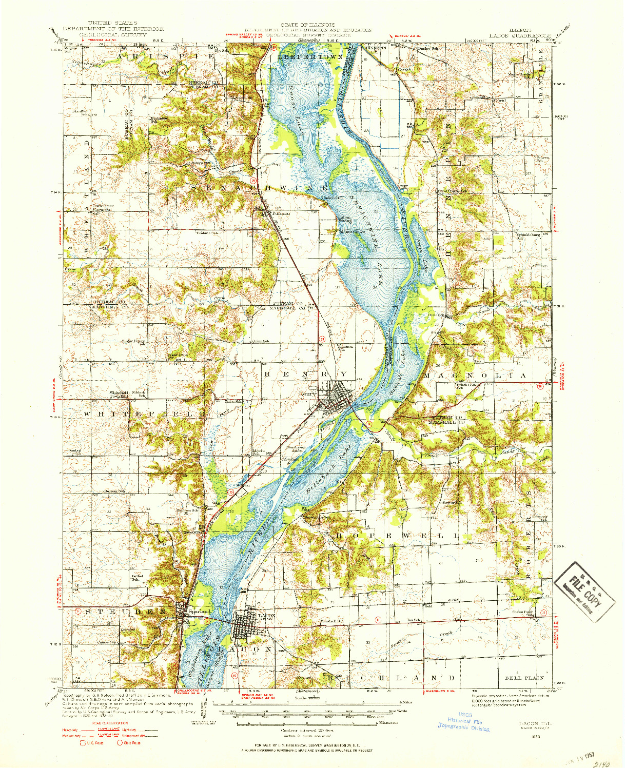 USGS 1:62500-SCALE QUADRANGLE FOR LACON, IL 1933