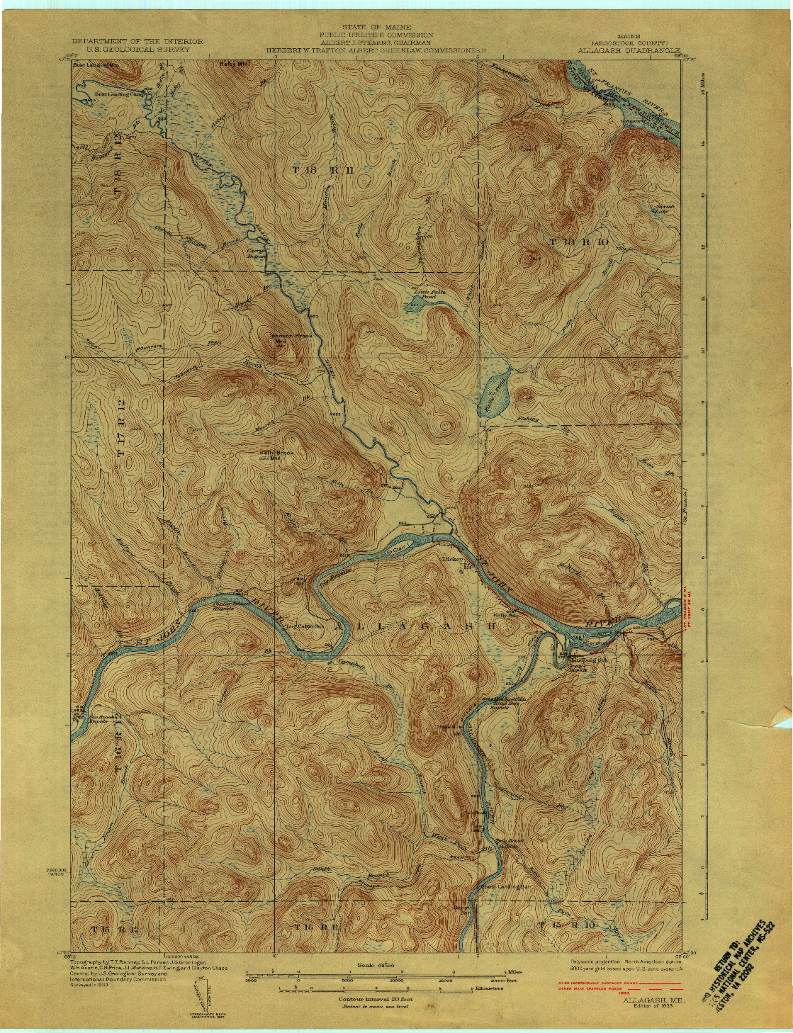 USGS 1:62500-SCALE QUADRANGLE FOR ALLAGASH, ME 1933