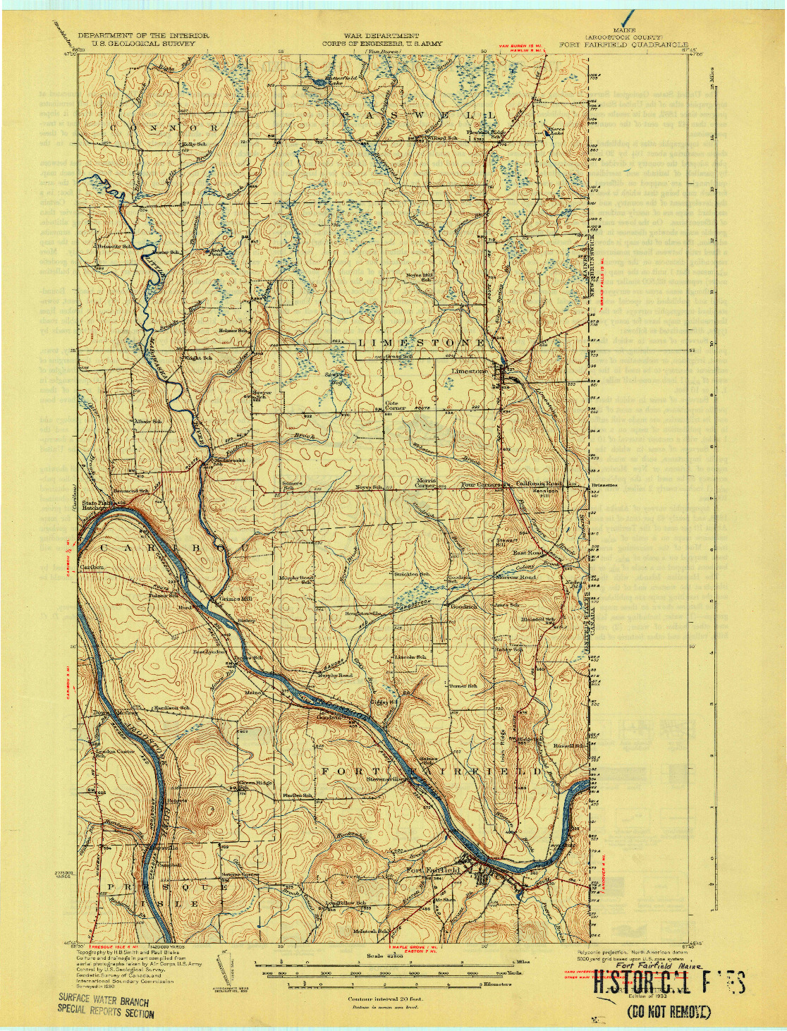 USGS 1:62500-SCALE QUADRANGLE FOR FORT FAIRFIELD, ME 1933