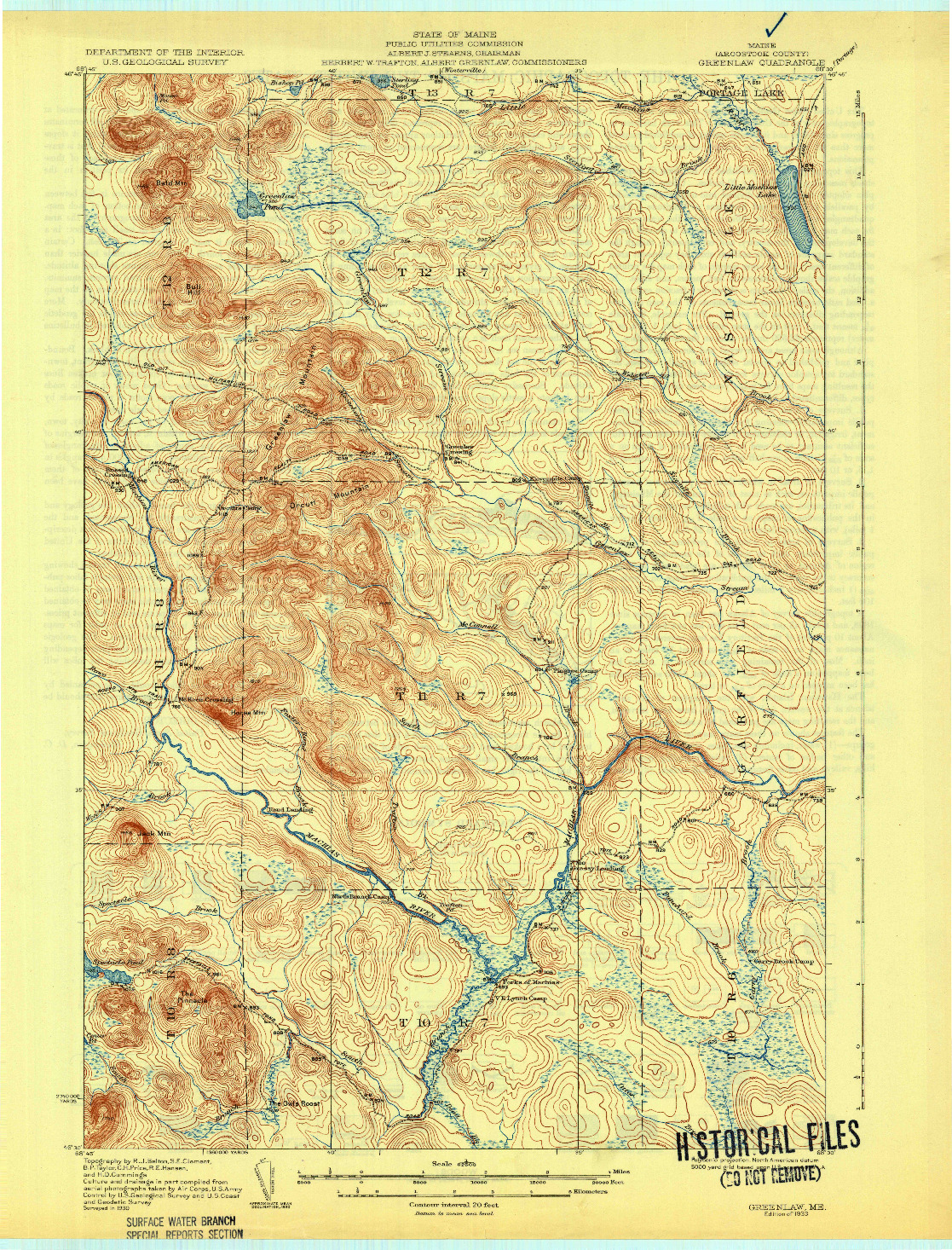 USGS 1:62500-SCALE QUADRANGLE FOR GREENLAW, ME 1933