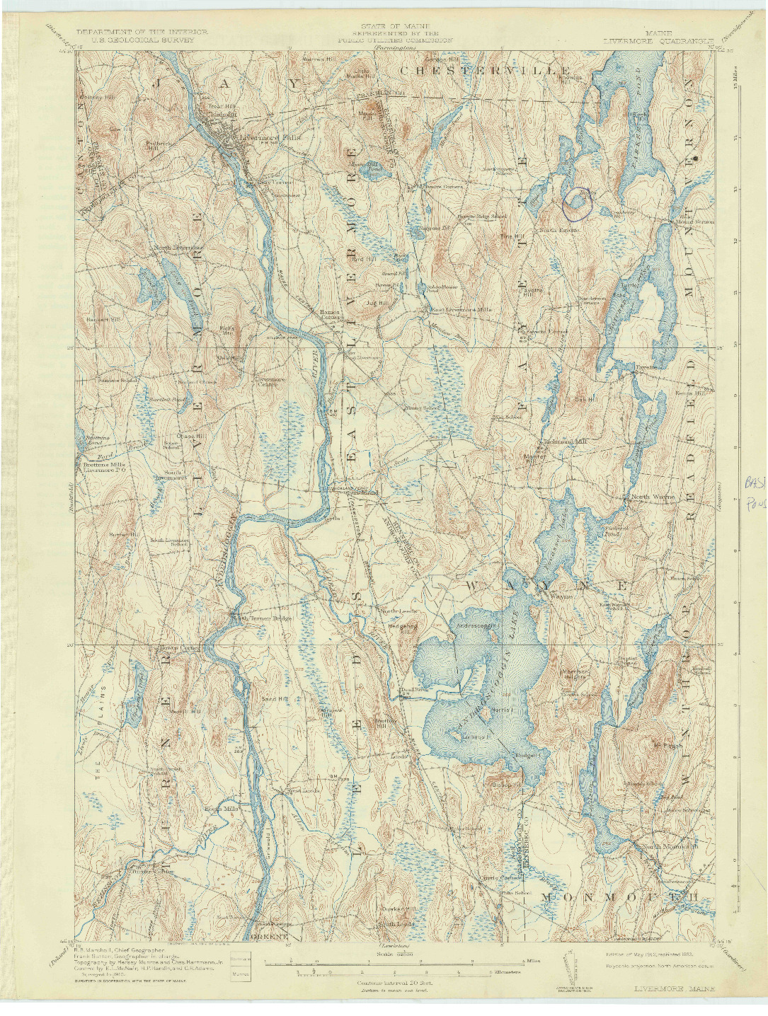 USGS 1:62500-SCALE QUADRANGLE FOR LIVERMORE, ME 1912