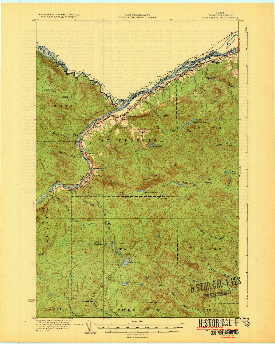 USGS 1:62500-SCALE QUADRANGLE FOR ST FRANCIS, ME 1933