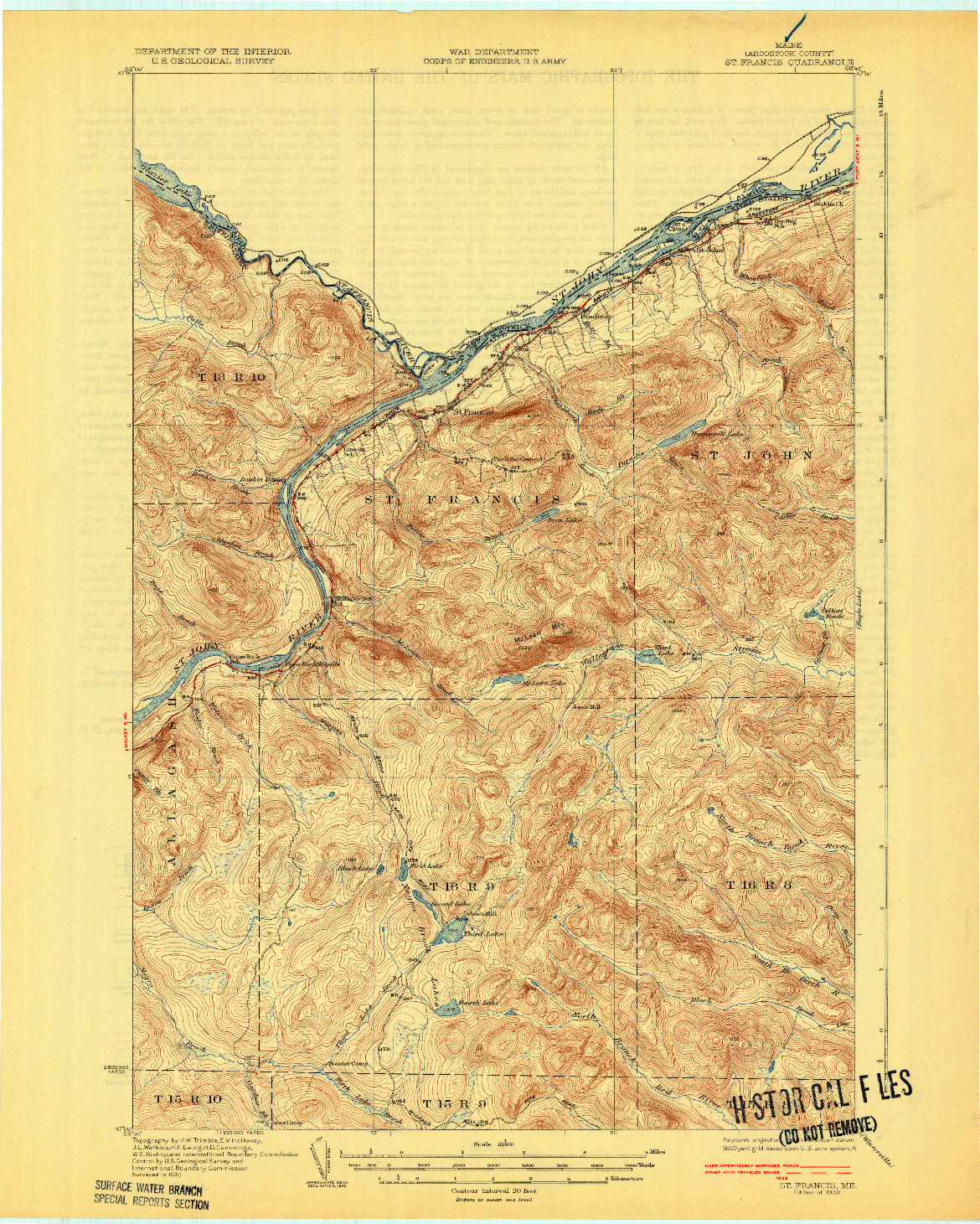 USGS 1:62500-SCALE QUADRANGLE FOR ST FRANCIS, ME 1933