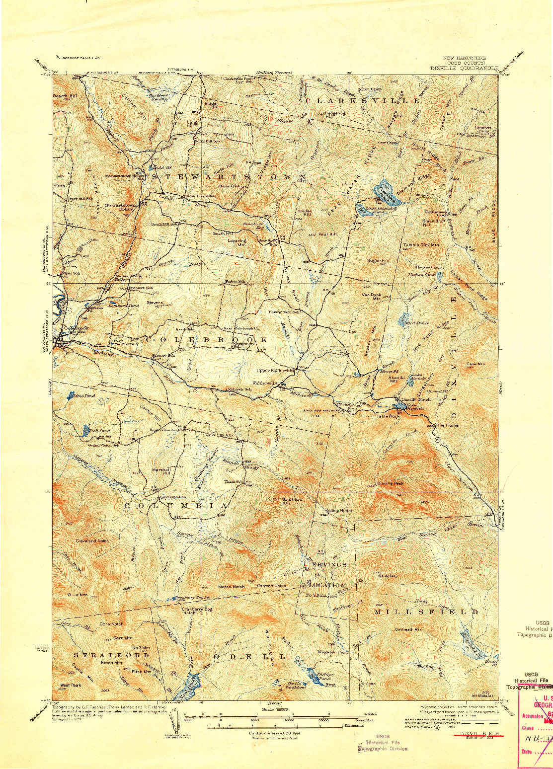 USGS 1:62500-SCALE QUADRANGLE FOR DIXVILLE, NH 1933