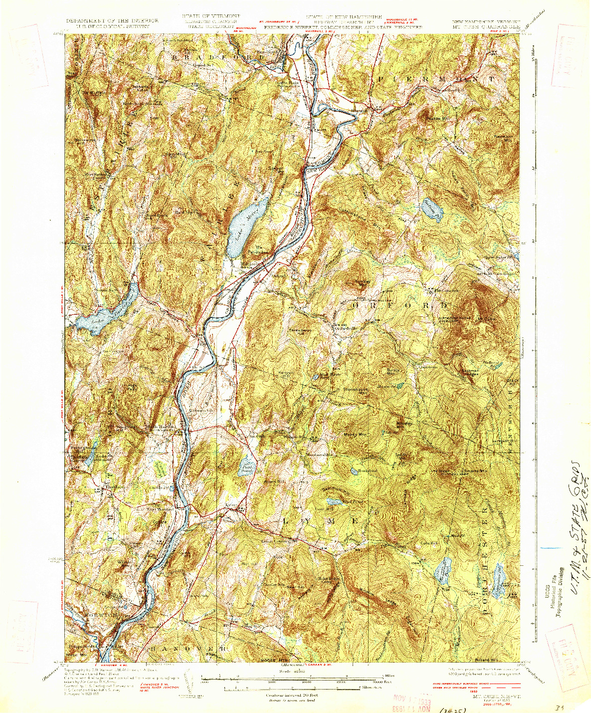 USGS 1:62500-SCALE QUADRANGLE FOR MT. CUBE, NH 1933