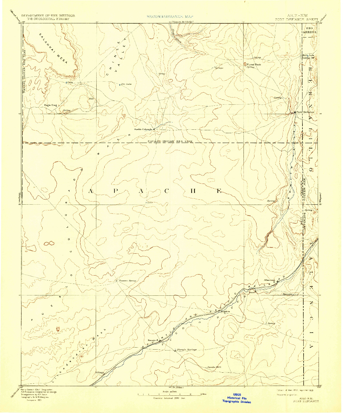 USGS 1:250000-SCALE QUADRANGLE FOR FORT DEFIANCE, AZ 1892