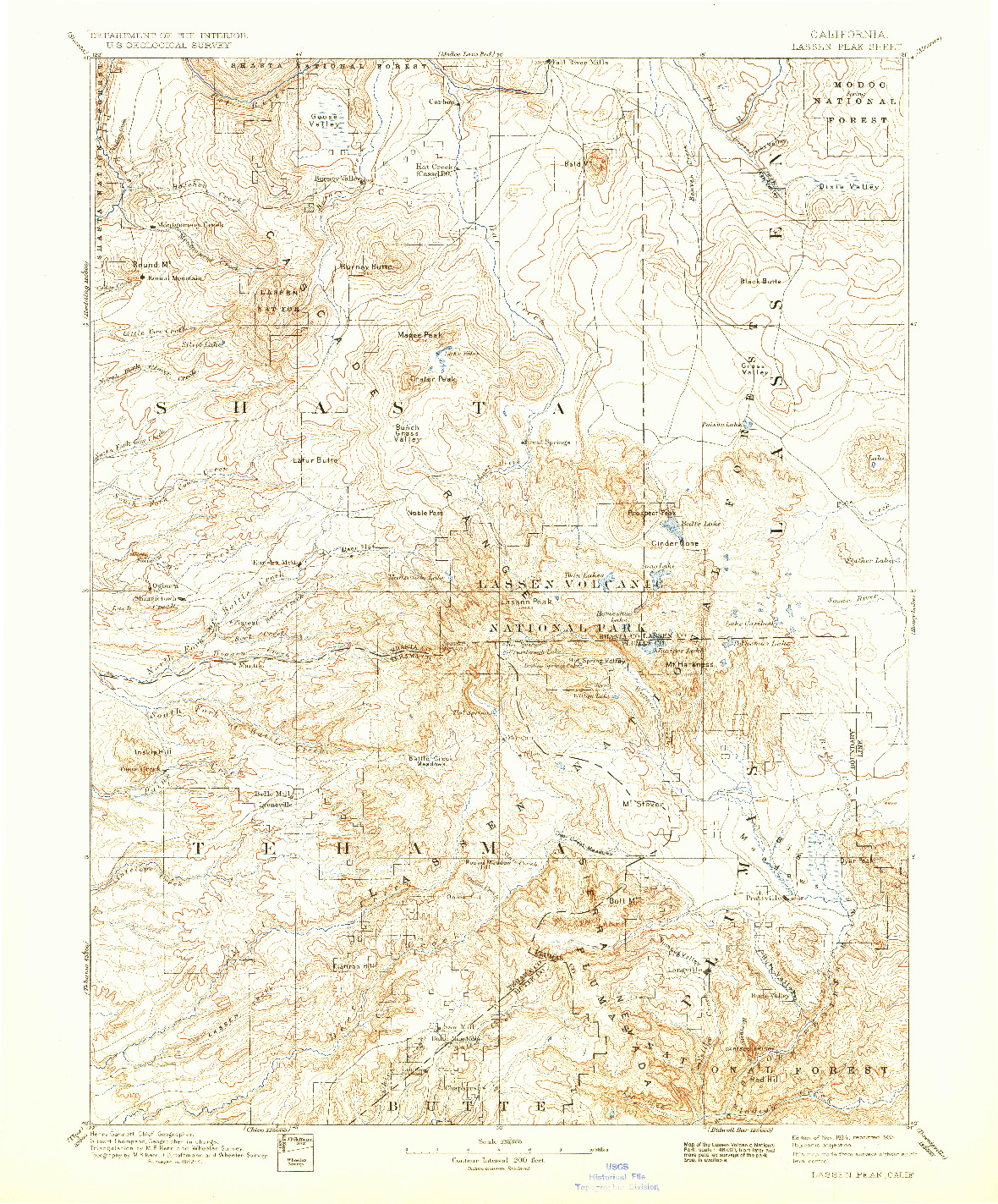 USGS 1:250000-SCALE QUADRANGLE FOR LASSEN PEAK, CA 1894