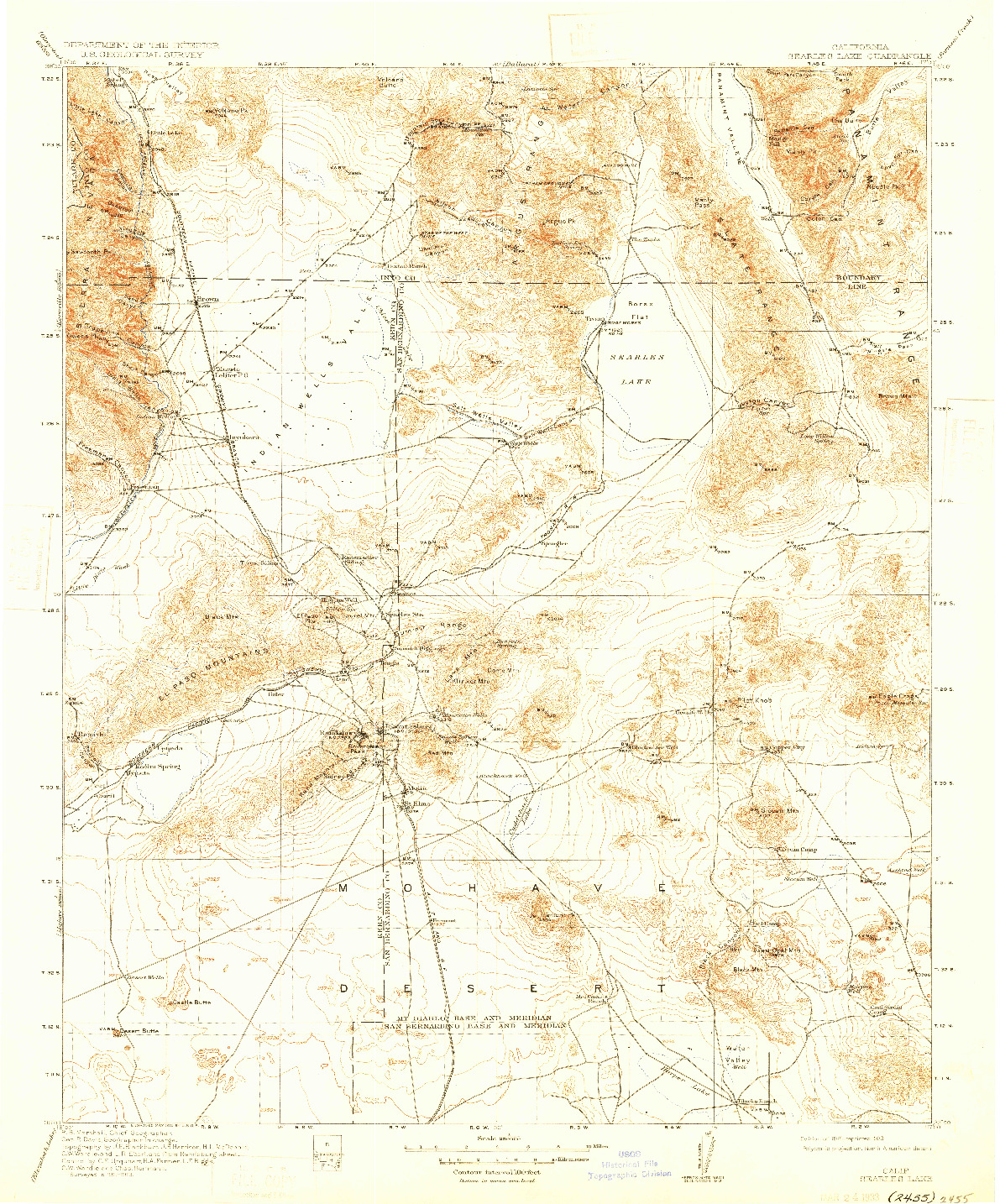 USGS 1:250000-SCALE QUADRANGLE FOR SEARLES LAKE, CA 1915