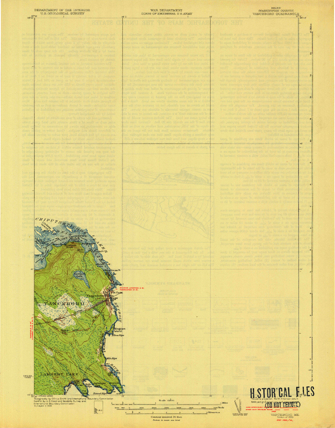 USGS 1:62500-SCALE QUADRANGLE FOR VANCEBORO, ME 1933