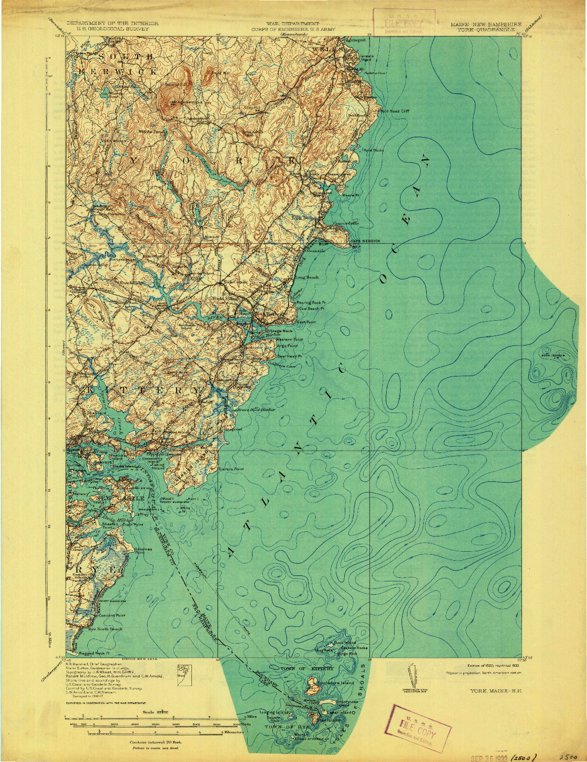 USGS 1:62500-SCALE QUADRANGLE FOR YORK, ME 1920