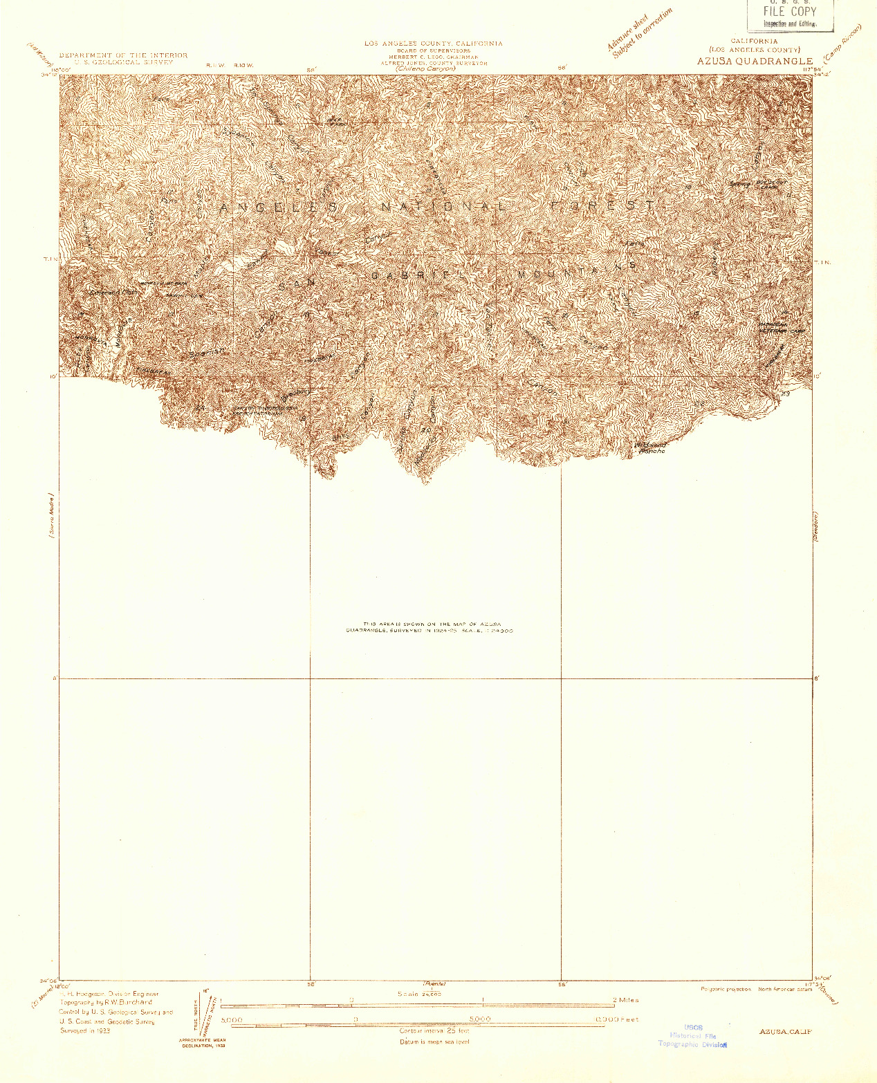 USGS 1:24000-SCALE QUADRANGLE FOR AZUSA, CA 1933