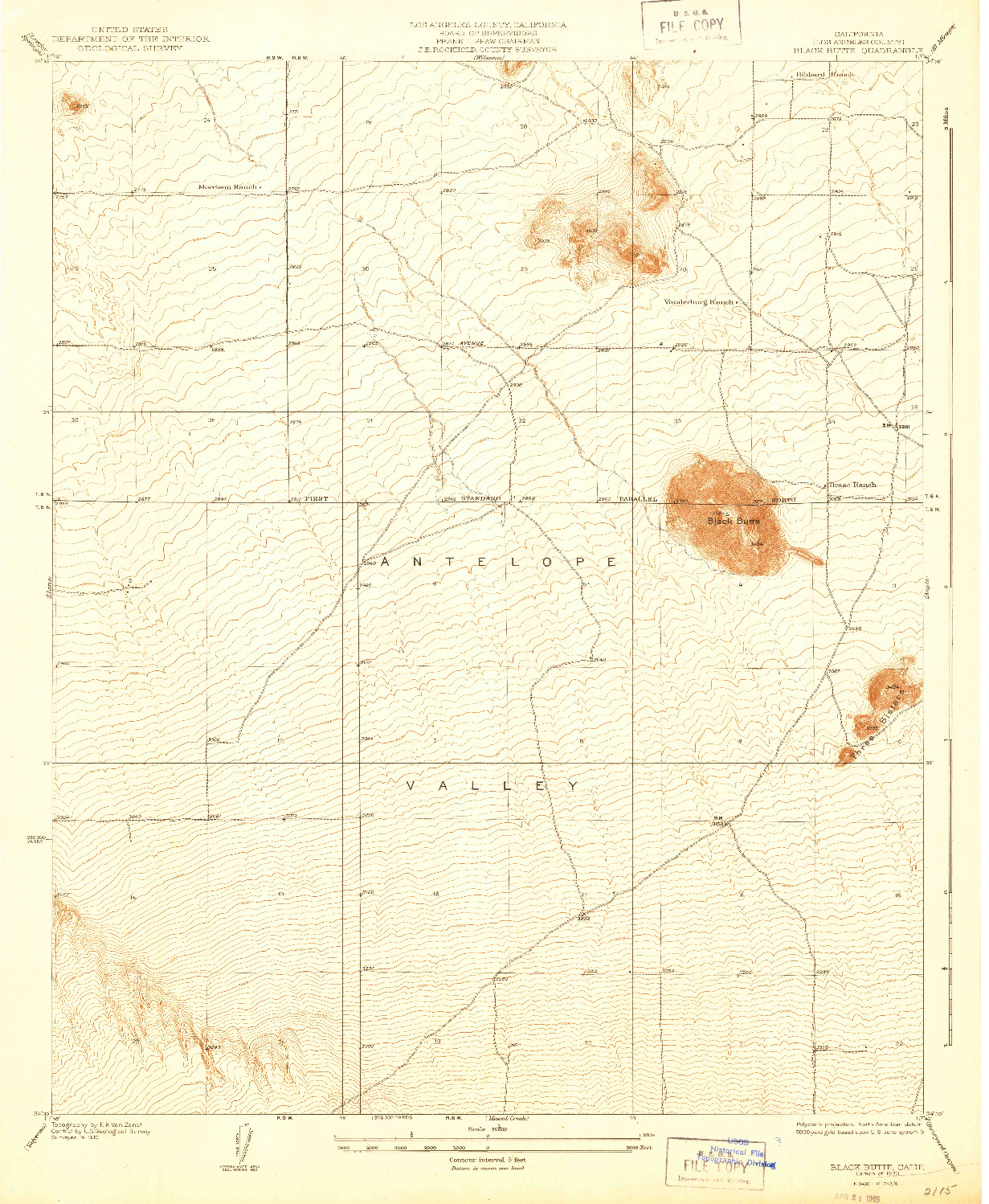 USGS 1:24000-SCALE QUADRANGLE FOR BLACK BUTTE, CA 1933