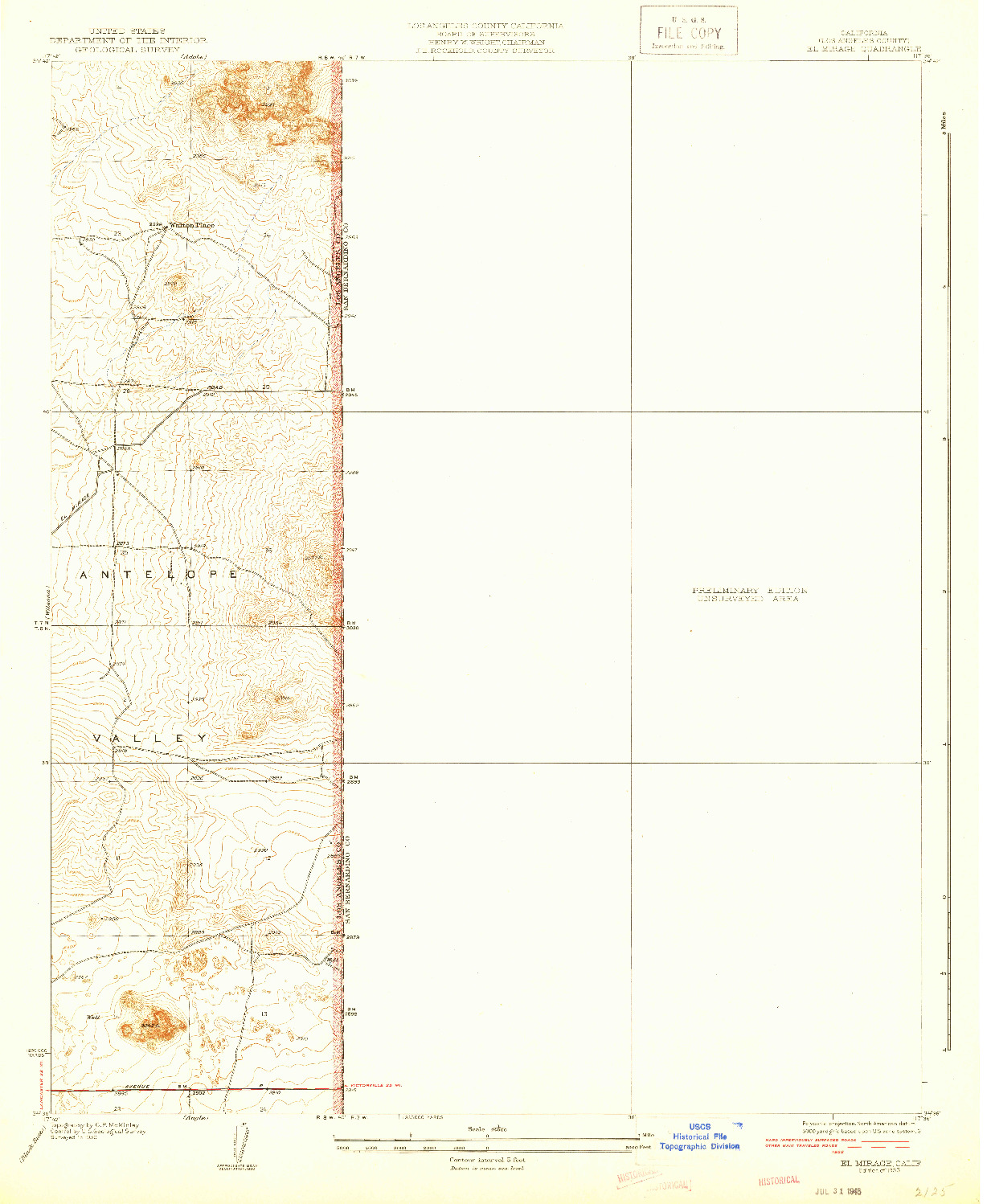 USGS 1:24000-SCALE QUADRANGLE FOR EL MIRAGE, CA 1933