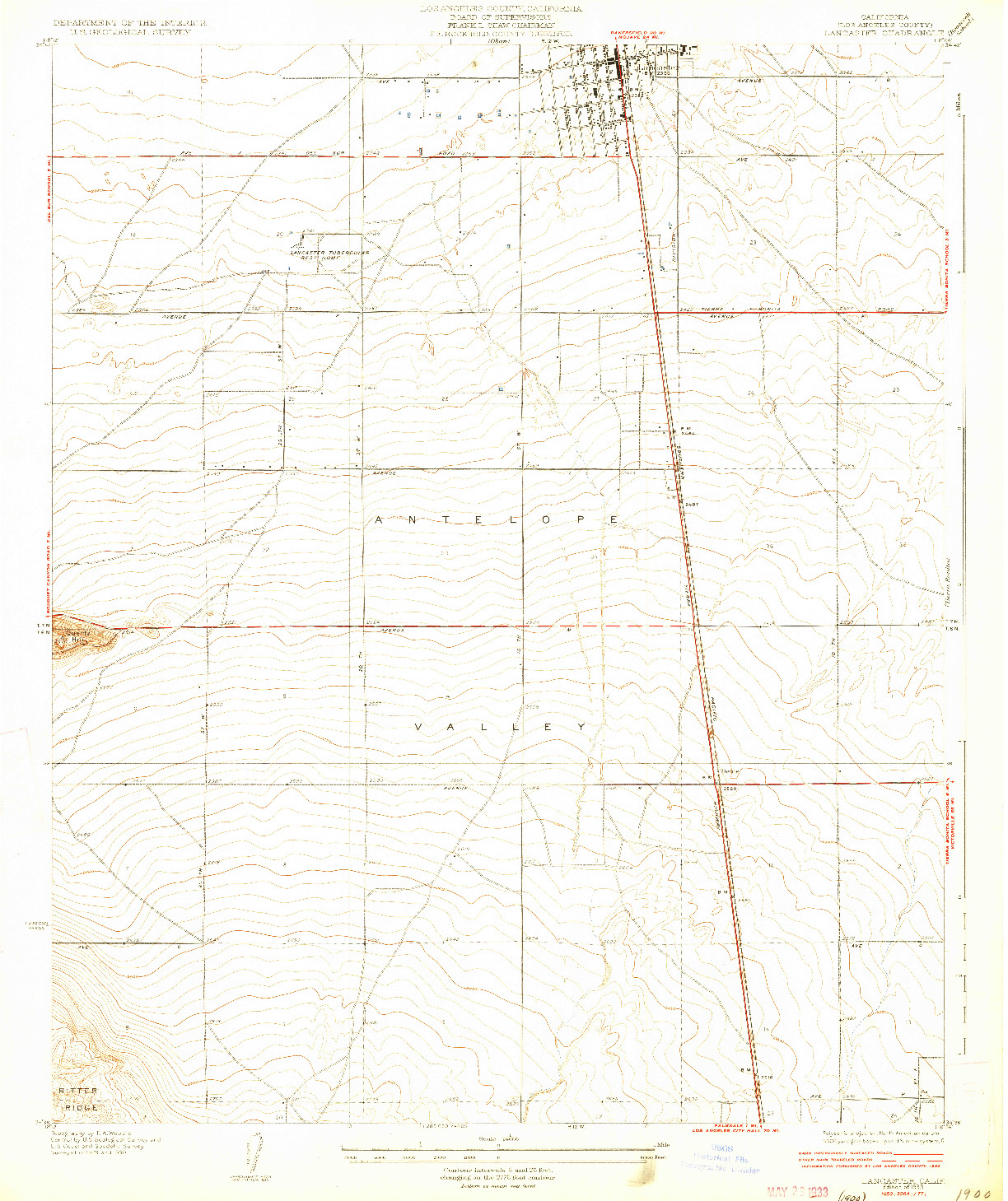 USGS 1:24000-SCALE QUADRANGLE FOR LANCASTER, CA 1933