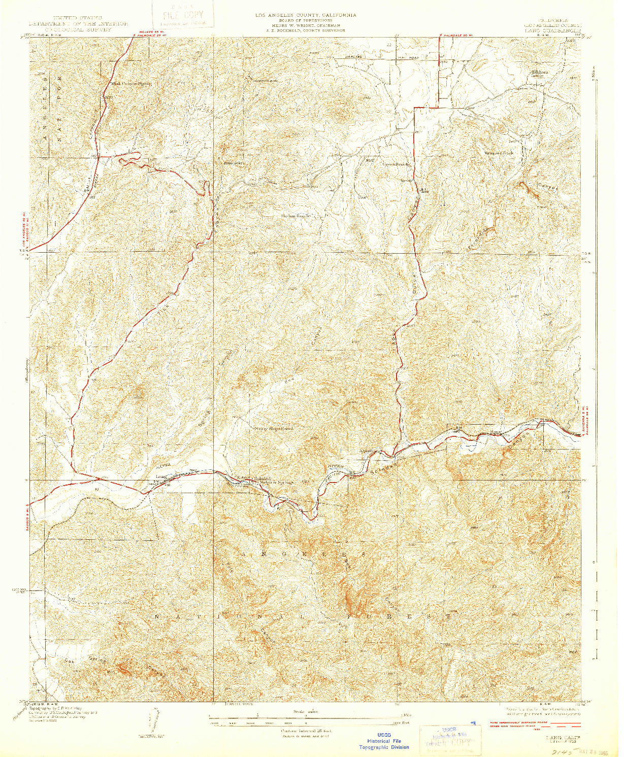 USGS 1:24000-SCALE QUADRANGLE FOR LANG, CA 1933