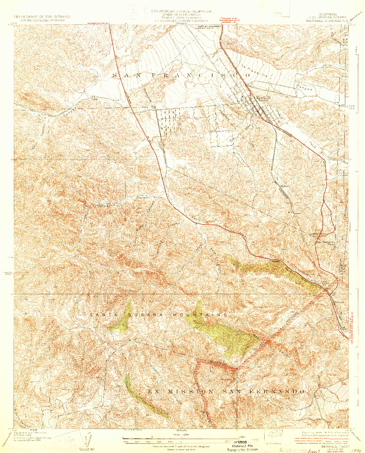 USGS 1:24000-SCALE QUADRANGLE FOR NEWHALL, CA 1933