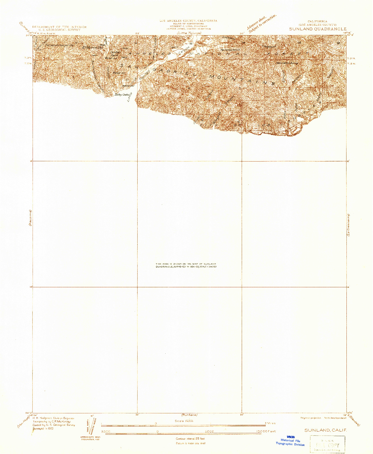 USGS 1:24000-SCALE QUADRANGLE FOR SUNLAND, CA 1933