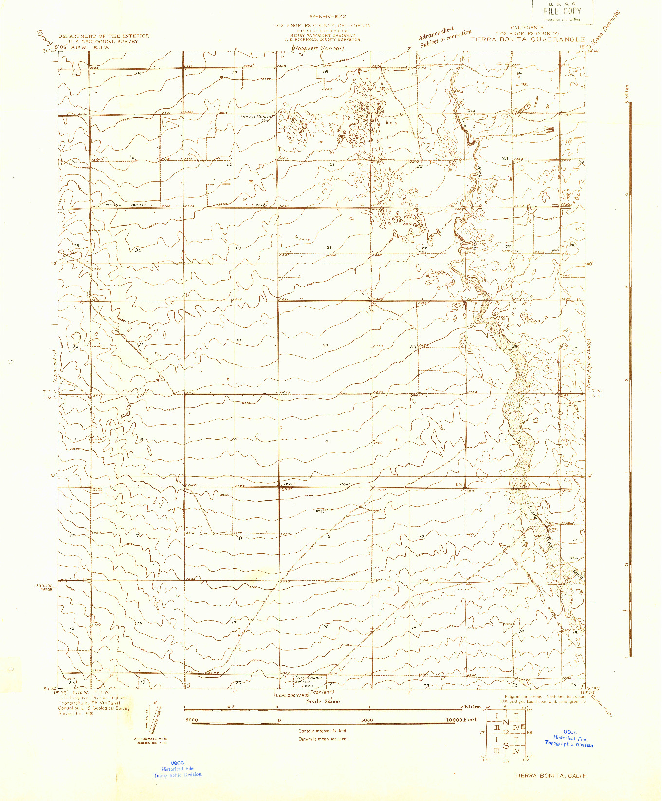 USGS 1:24000-SCALE QUADRANGLE FOR TIERRA BONITA, CA 1930