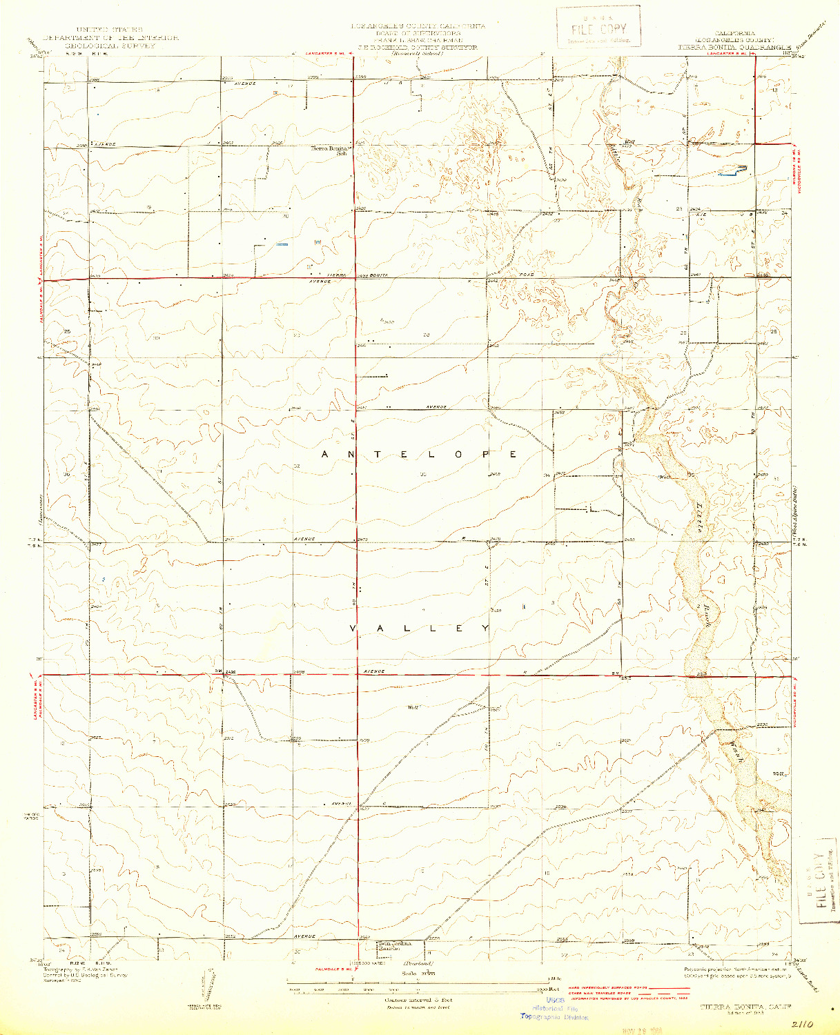 USGS 1:24000-SCALE QUADRANGLE FOR TIERRA BONITA, CA 1933