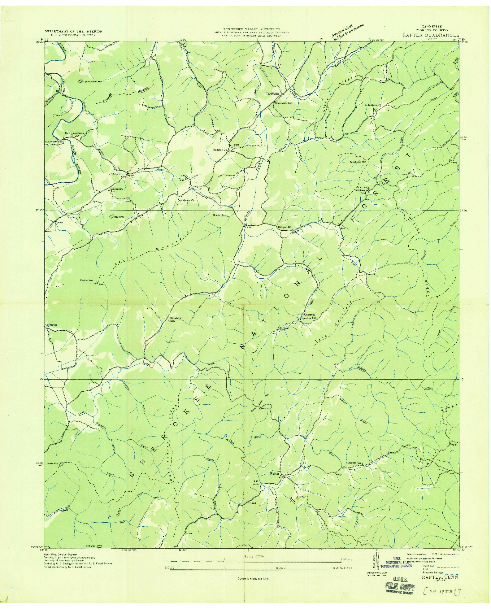 USGS 1:24000-SCALE QUADRANGLE FOR RAFTER, TN 1933
