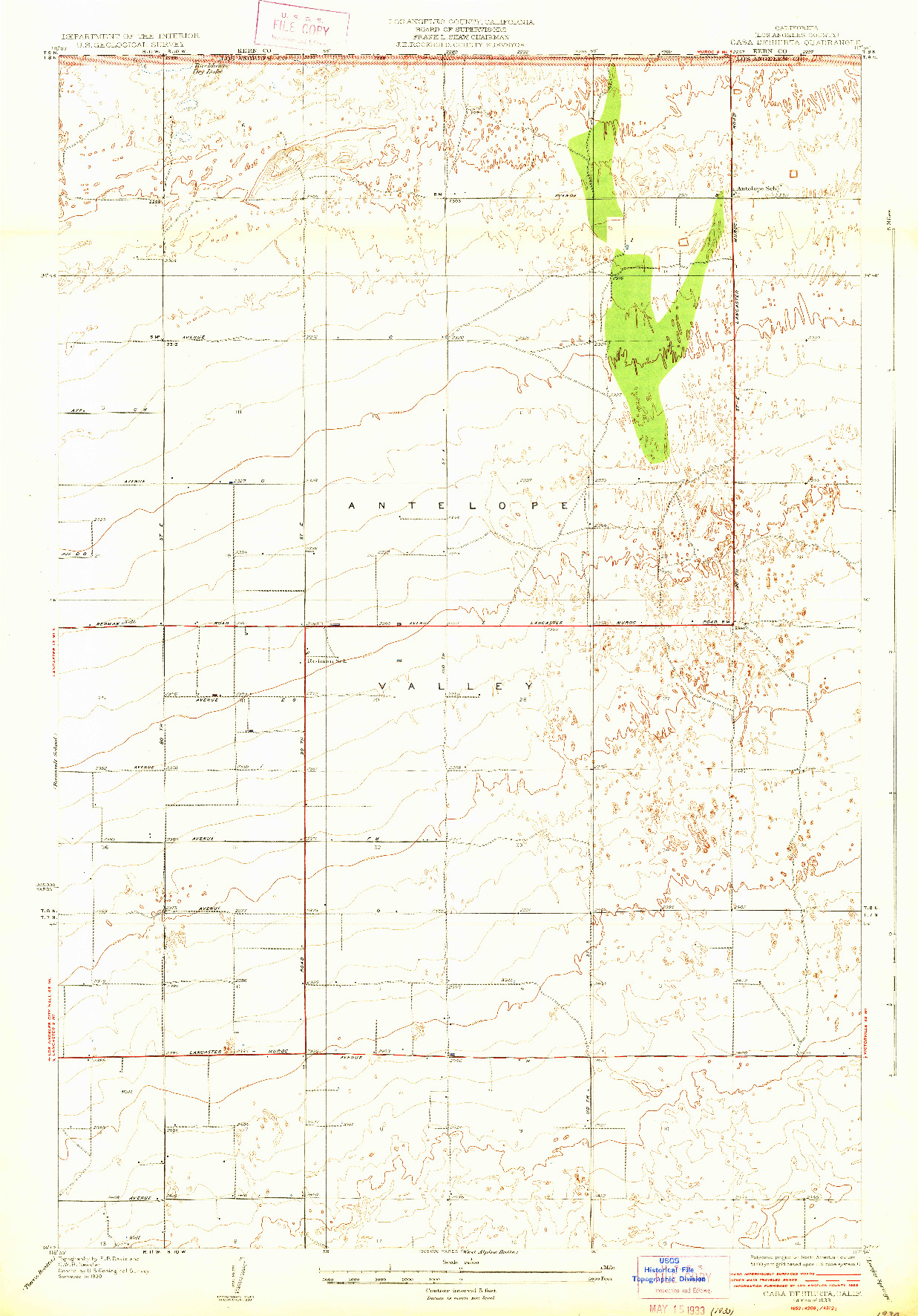 USGS 1:24000-SCALE QUADRANGLE FOR CASA DESIERTA, CA 1933
