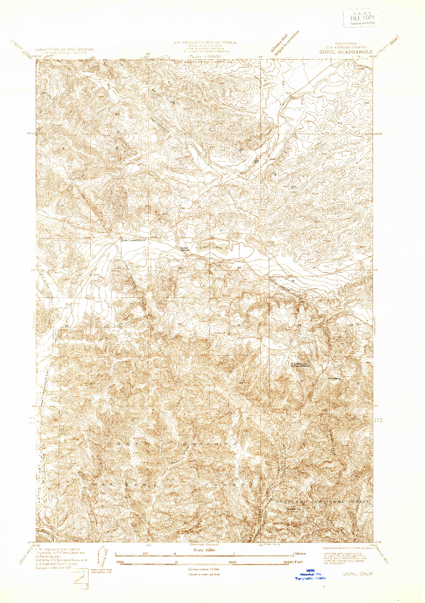 USGS 1:24000-SCALE QUADRANGLE FOR QUAIL, CA 1933