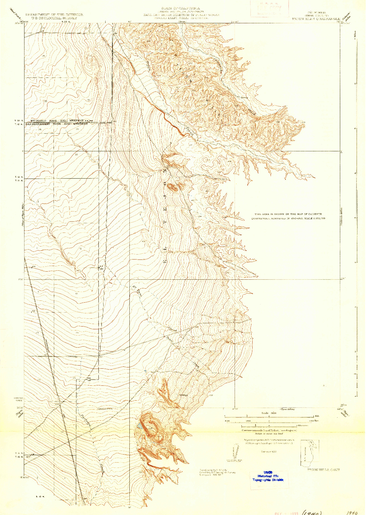 USGS 1:31680-SCALE QUADRANGLE FOR TEJON HILLS, CA 1933