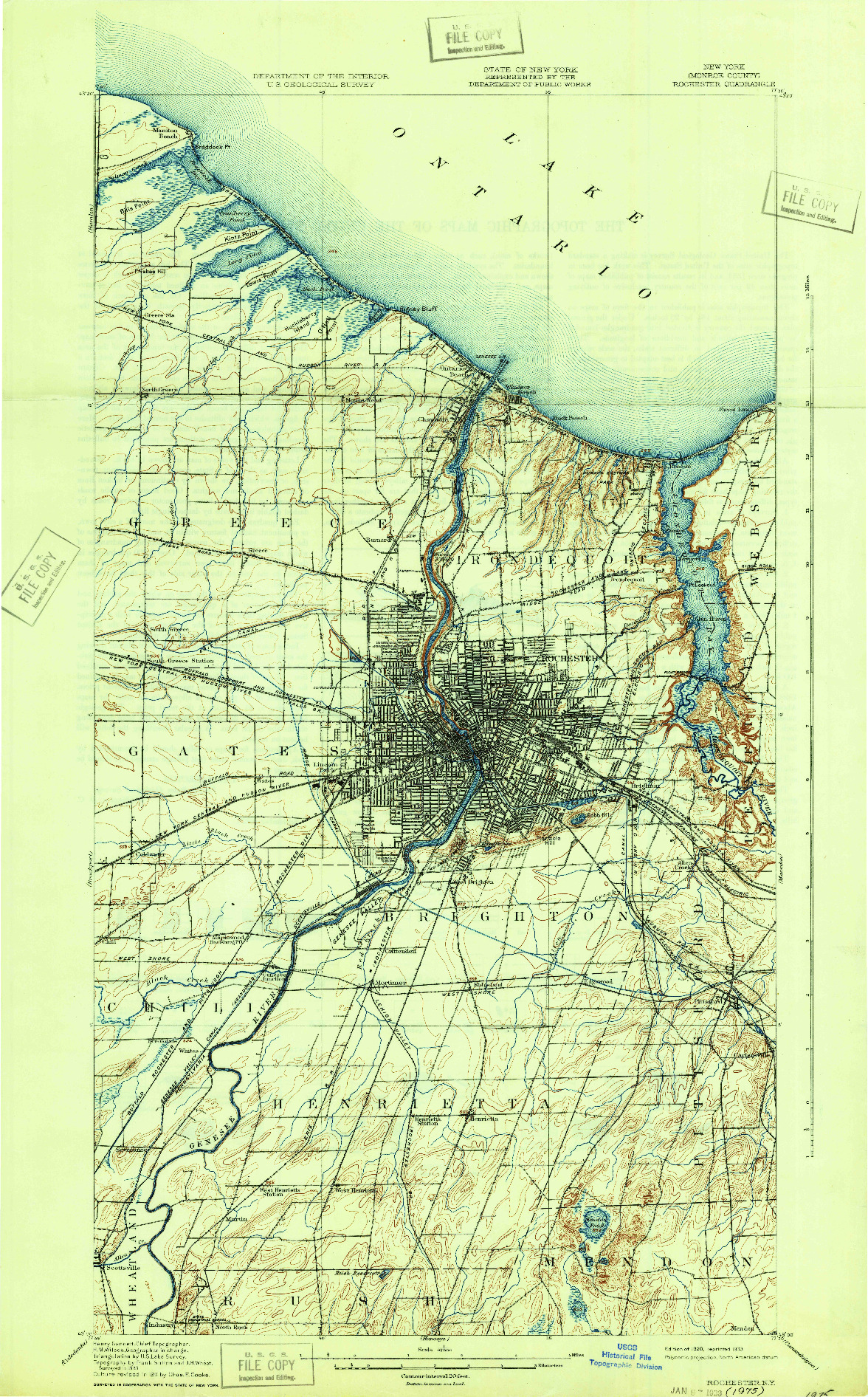 USGS 1:62500-SCALE QUADRANGLE FOR ROCHESTER, NY 1920