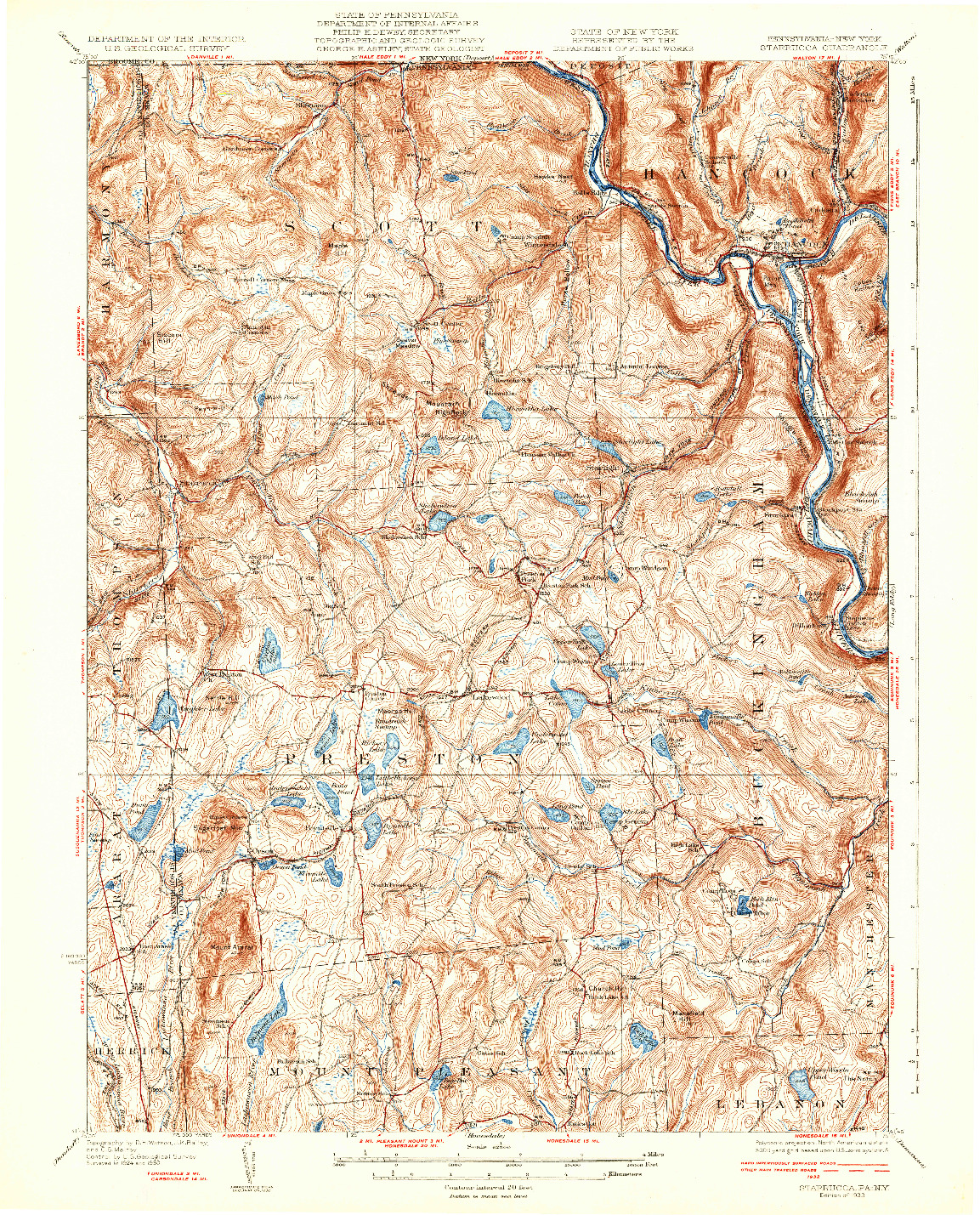 USGS 1:62500-SCALE QUADRANGLE FOR STARRUCCA, PA 1933