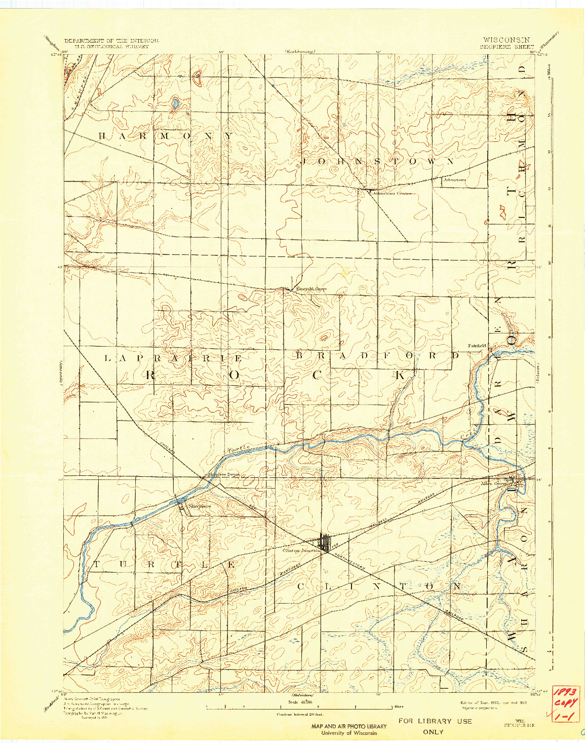 USGS 1:62500-SCALE QUADRANGLE FOR SHOPIERE, WI 1893