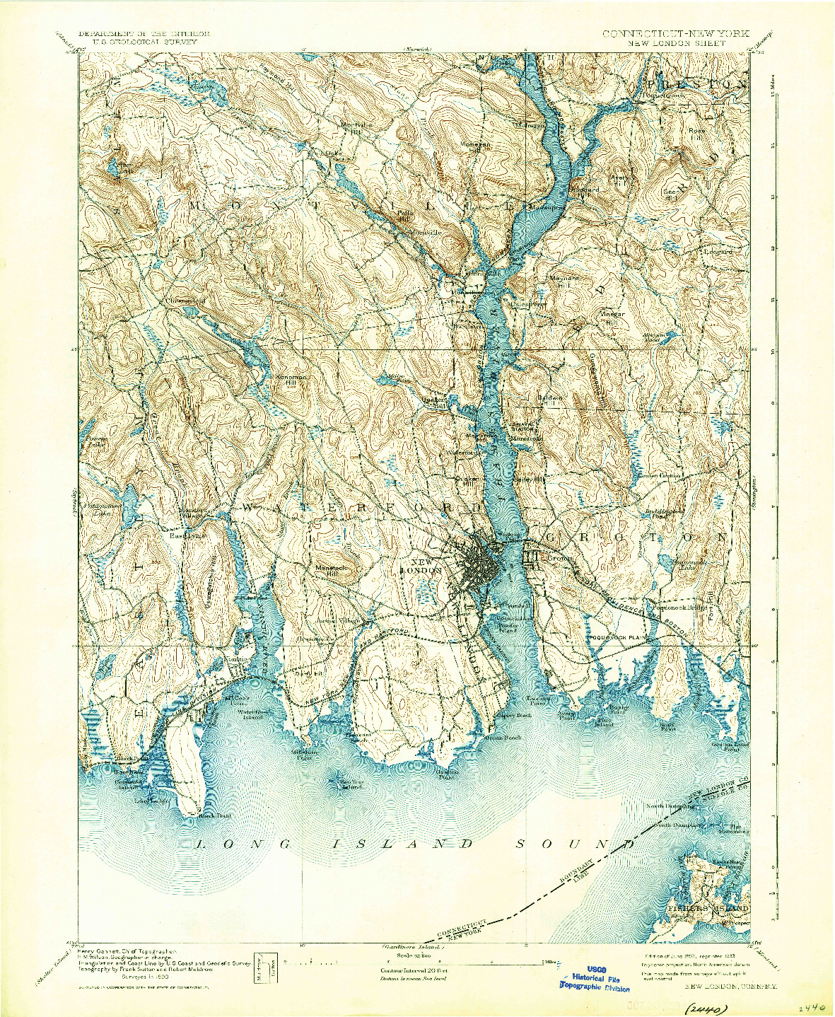 USGS 1:62500-SCALE QUADRANGLE FOR NEW LONDON, CT 1893