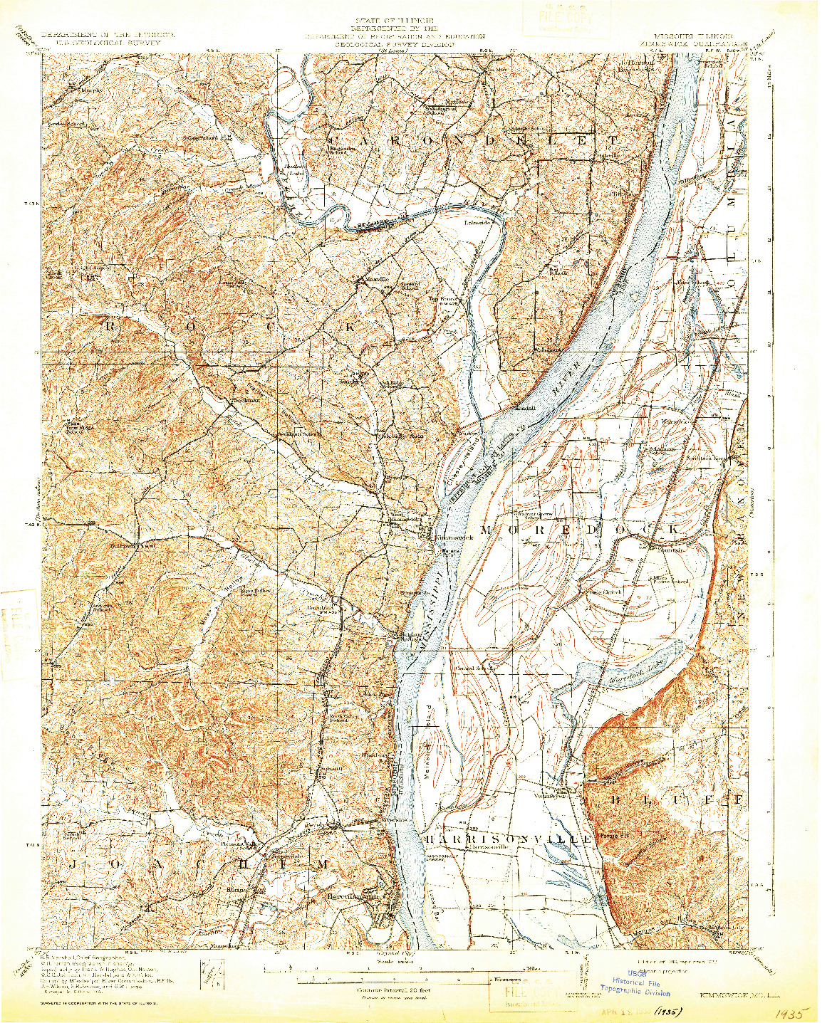 USGS 1:62500-SCALE QUADRANGLE FOR KIMMSWICK, MO 1916