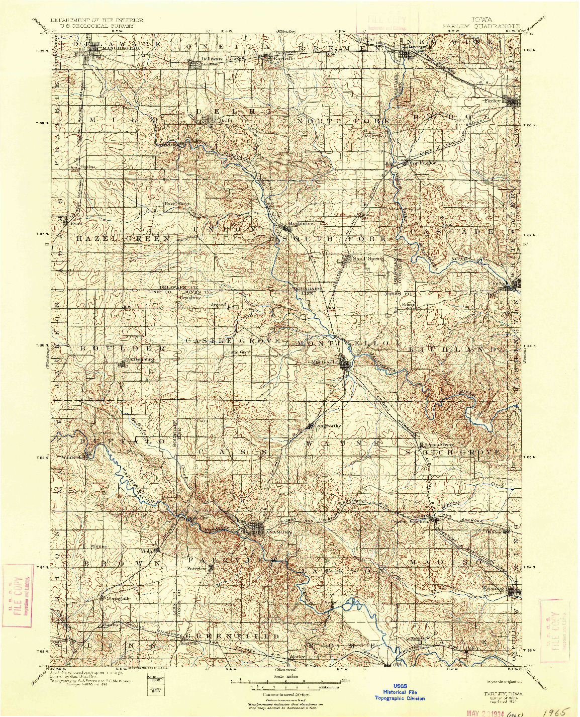 USGS 1:125000-SCALE QUADRANGLE FOR FARLEY, IA 1900