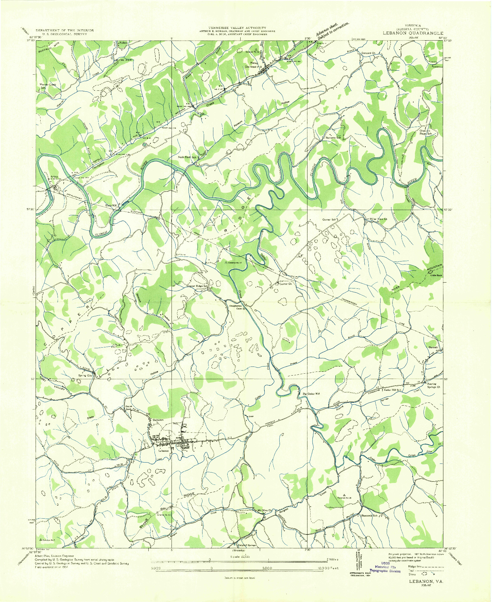 USGS 1:24000-SCALE QUADRANGLE FOR LEBANON, VA 1934